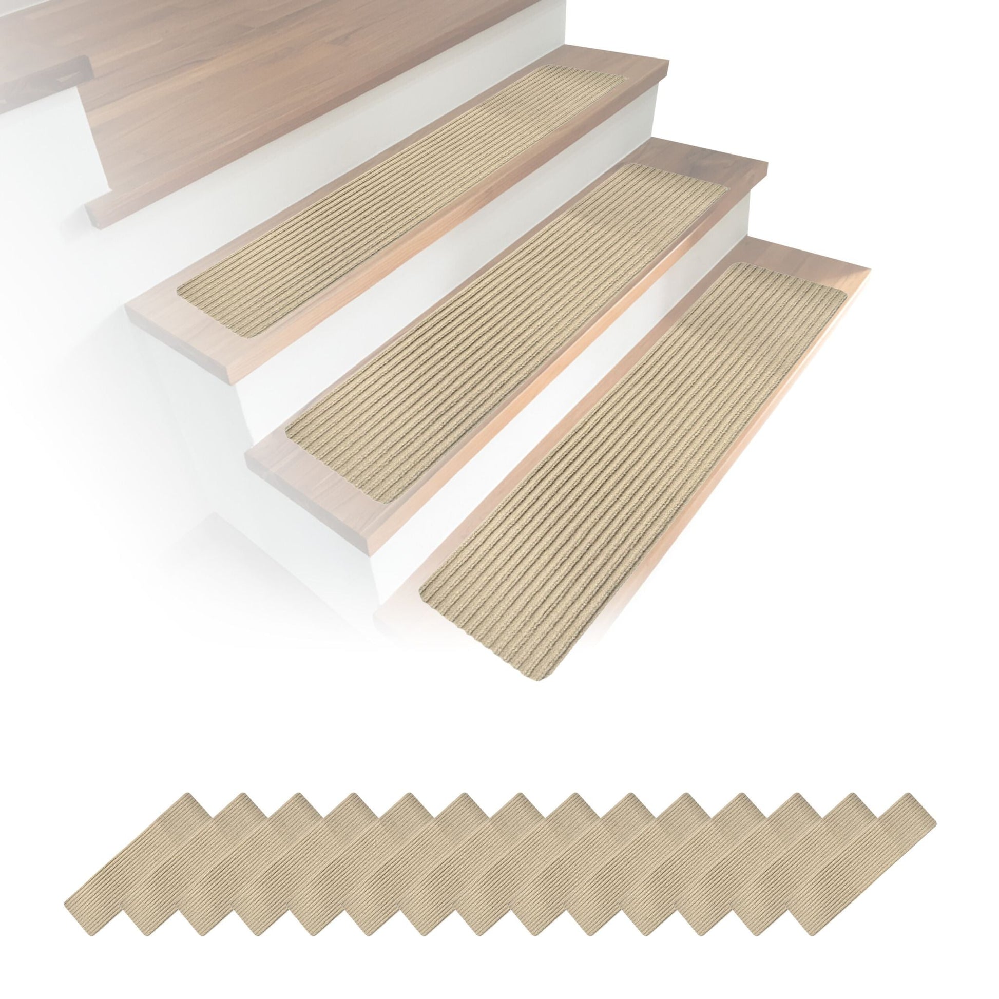 Rechteckige Stufenmatten 16er-Set 75x20 Beige von Relaxdays