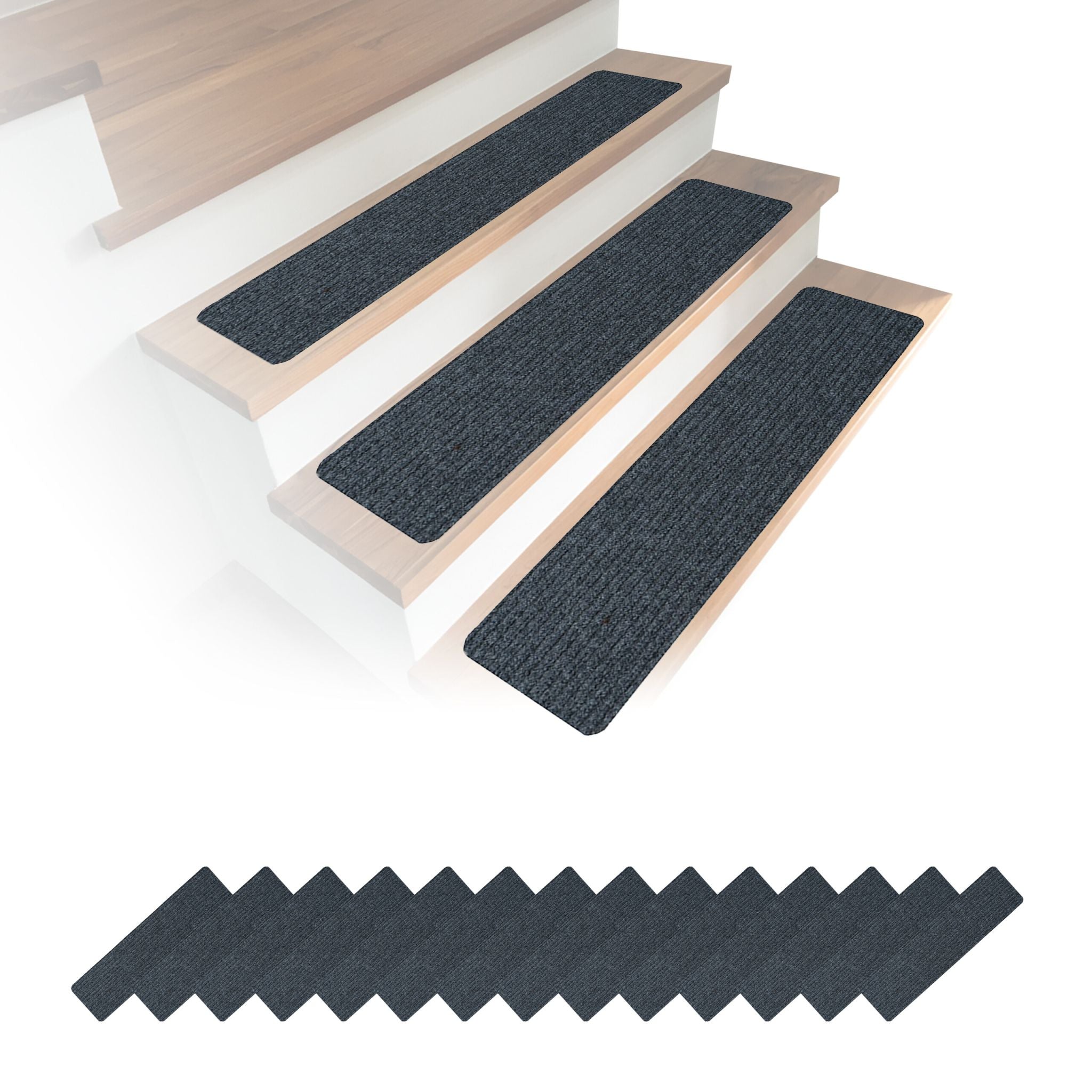 Rechteckige Stufenmatten 16er-Set 75x20 Anthrazit von Relaxdays
