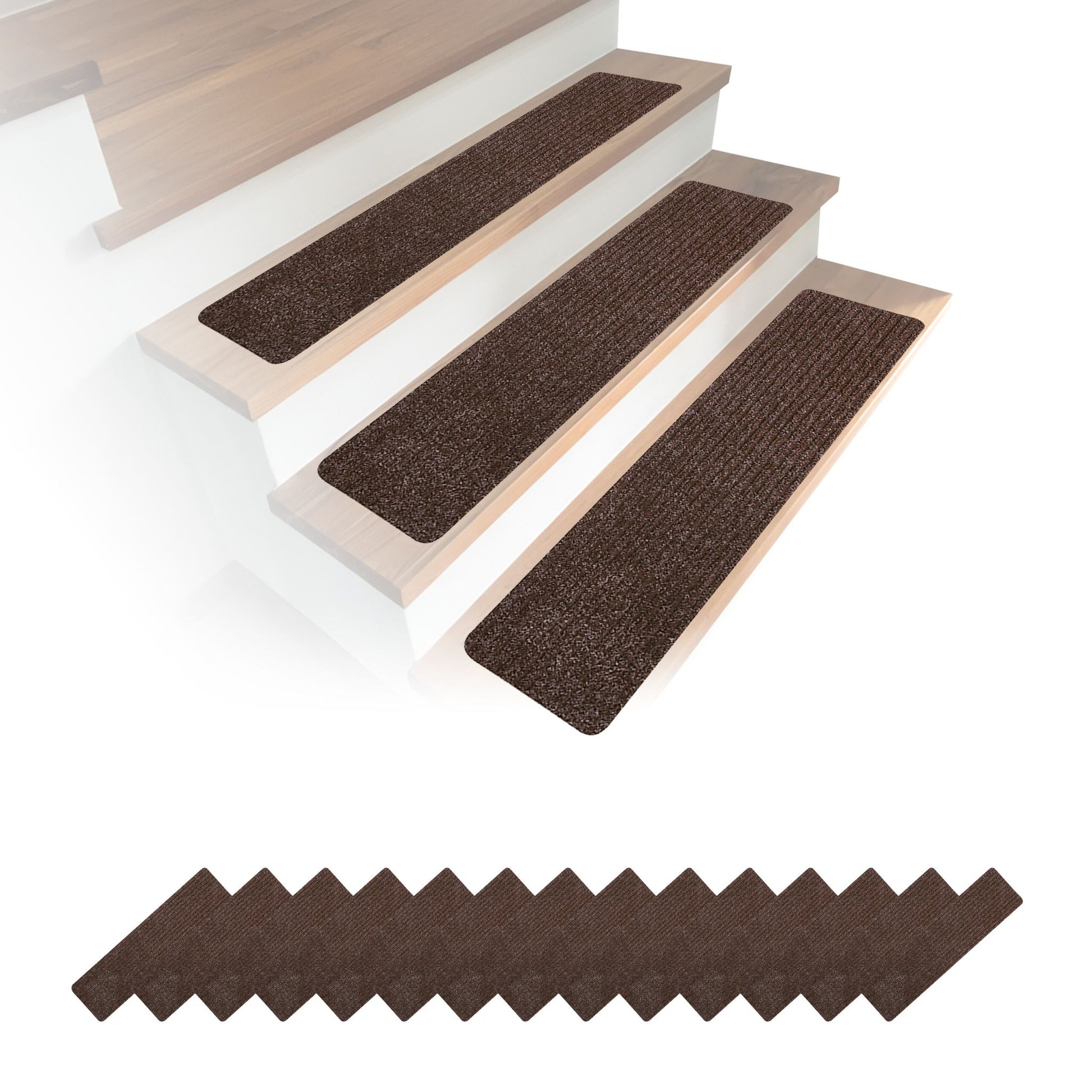 Rechteckige Stufenmatten 16er-Set 75x20 Braun von Relaxdays