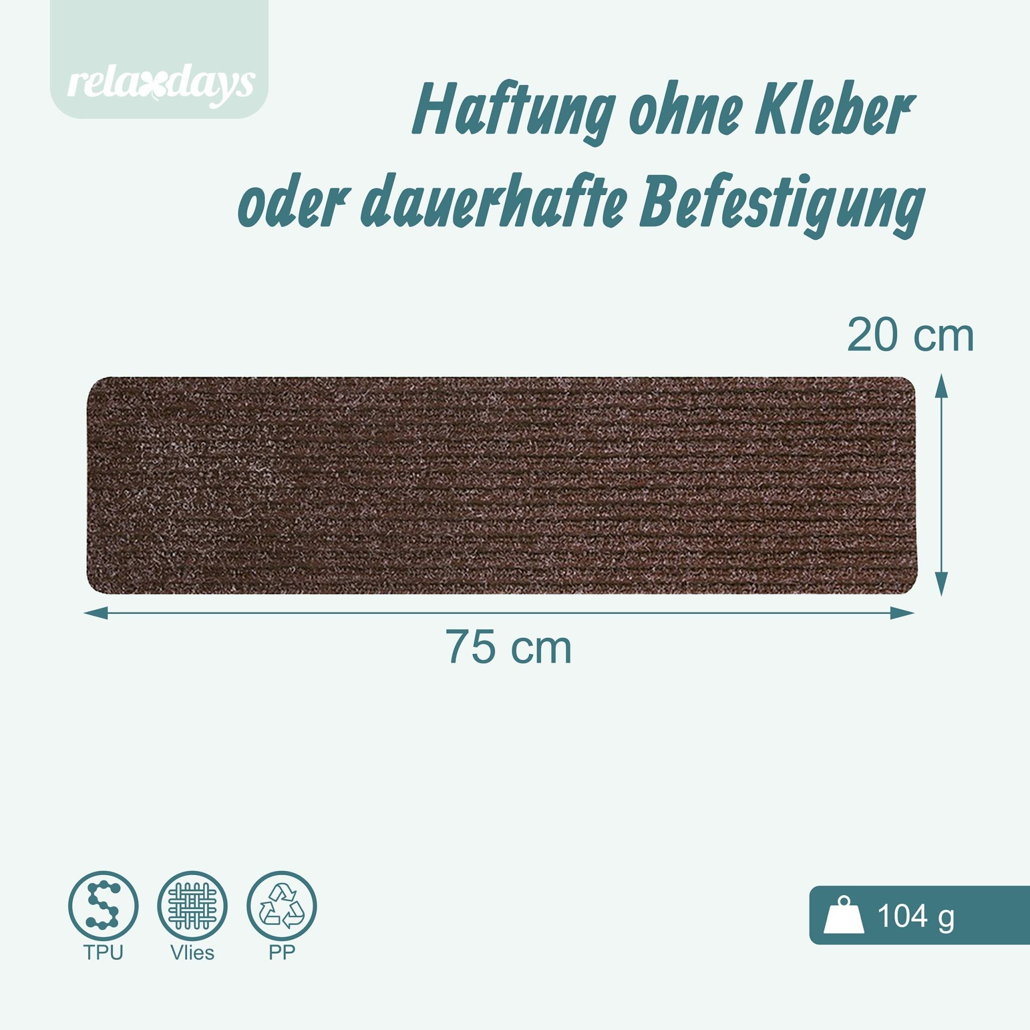 Rechteckige Stufenmatten 16er-Set 75x20 Braun von Relaxdays
