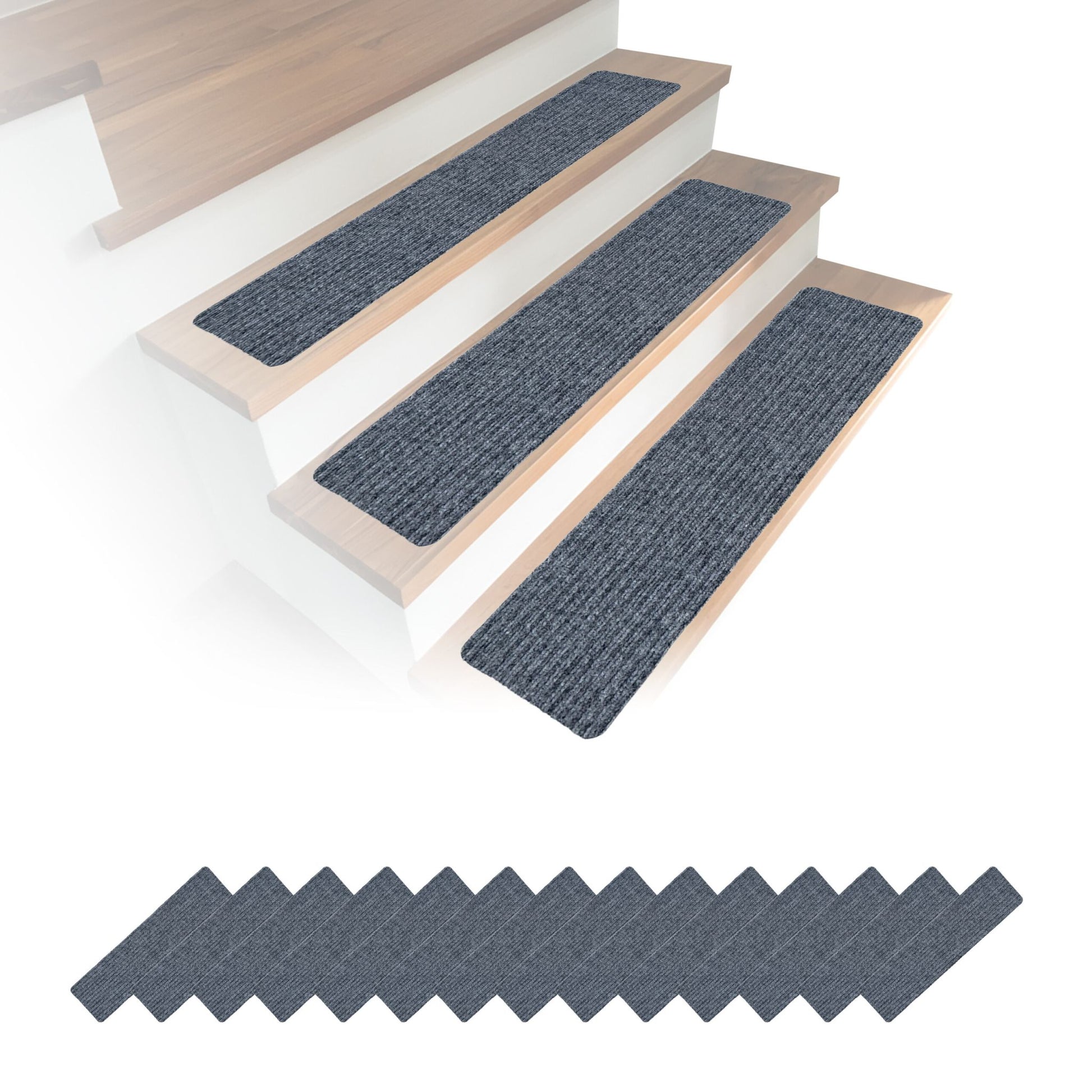 Rechteckige Stufenmatten 16er-Set 75x20 Grau von Relaxdays