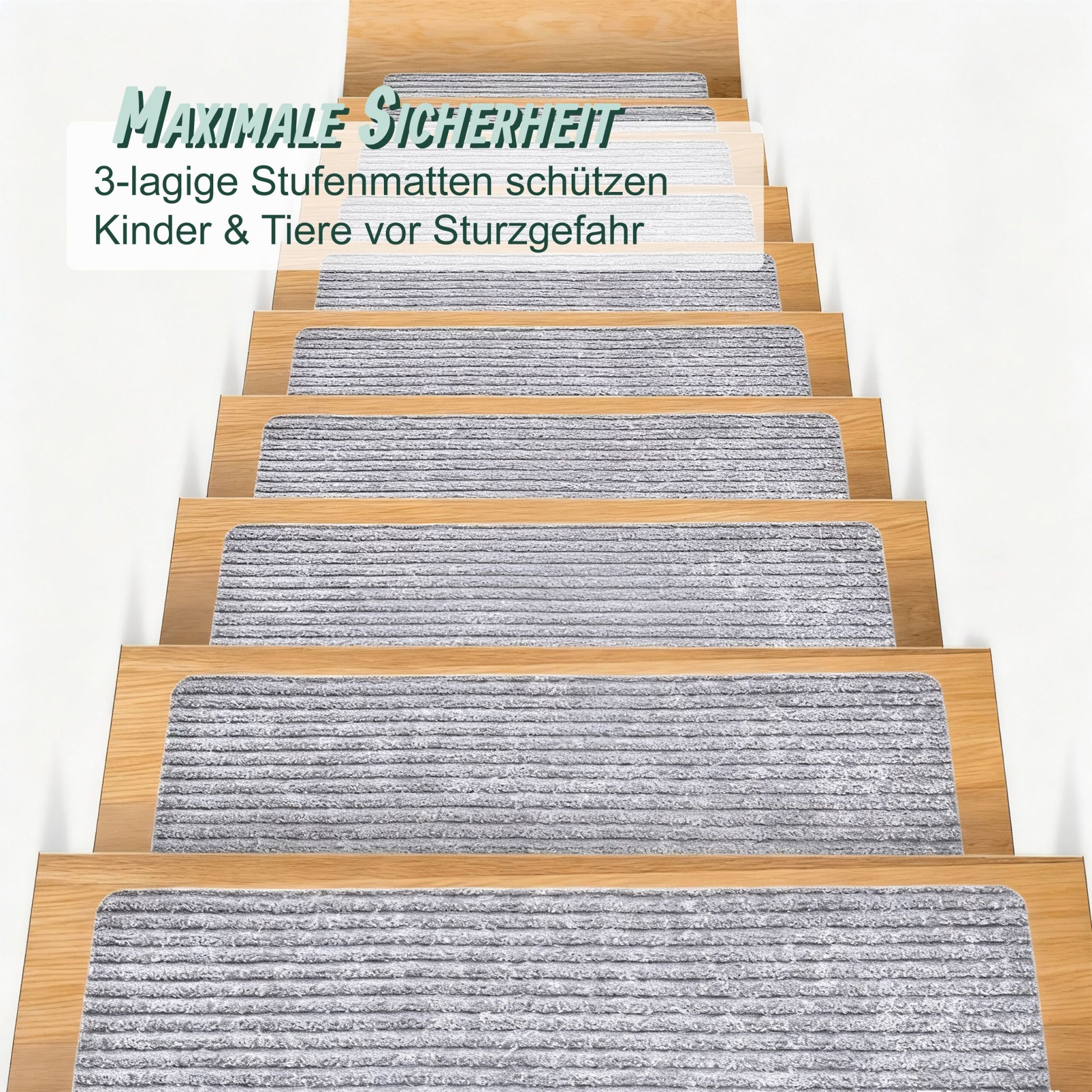 Rechteckige Stufenmatten 16er-Set 75x20 Grau von Relaxdays