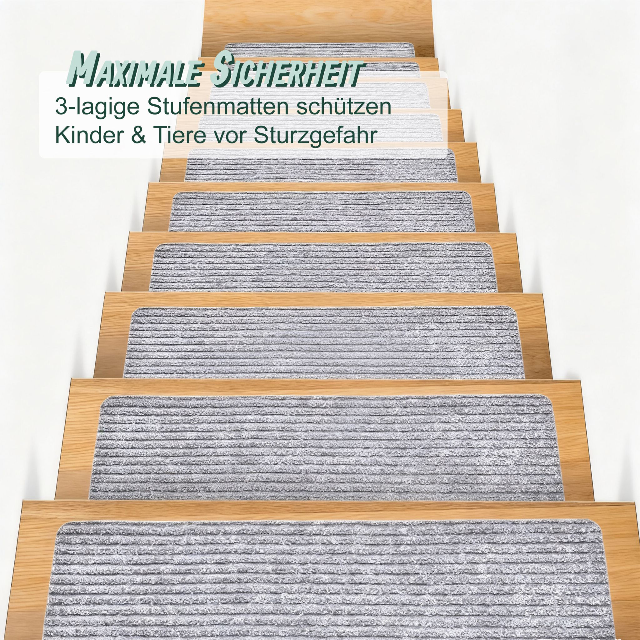 Rechteckige Stufenmatten 16er-Set 75x20 Grau von Relaxdays