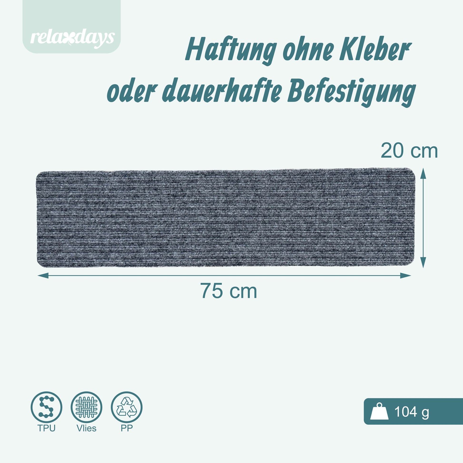 Rechteckige Stufenmatten 16er-Set 75x20 Grau von Relaxdays