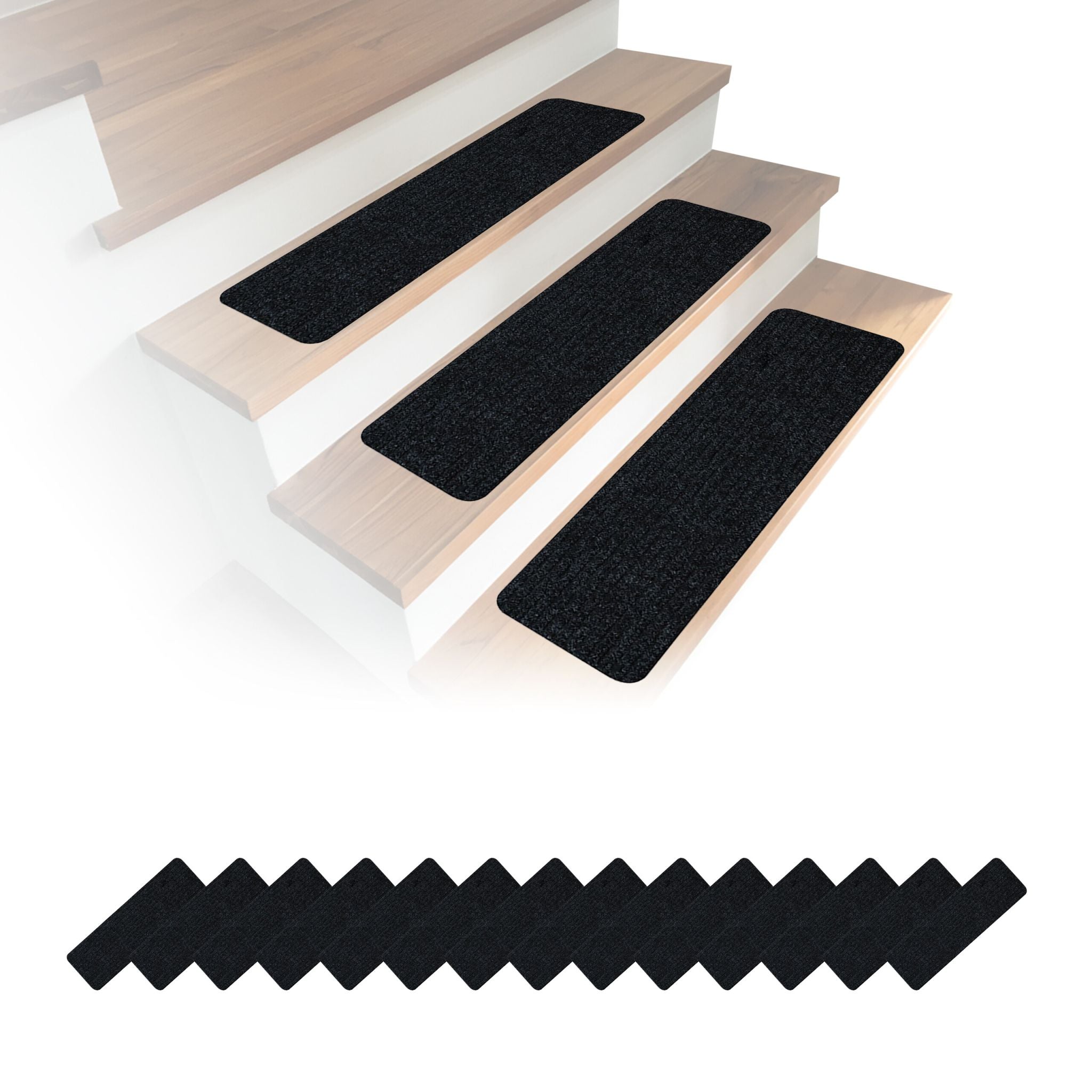 Rechteckige Stufenmatten 16er-Set 65x20 Schwarz von Relaxdays