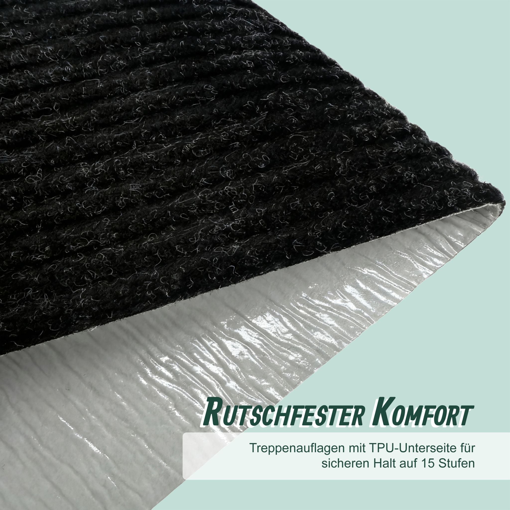 Rechteckige Stufenmatten 16er-Set 65x20 Schwarz von Relaxdays