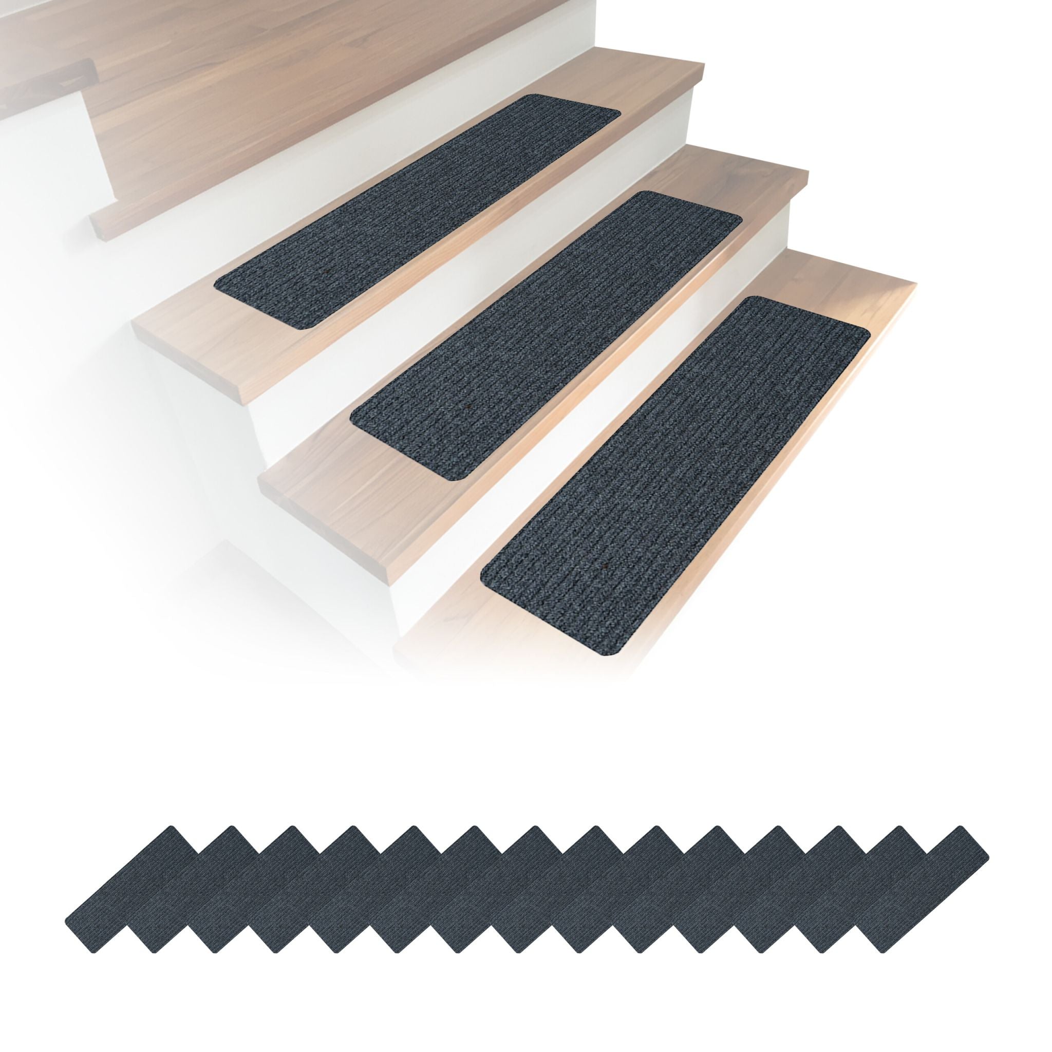 Rechteckige Stufenmatten 16er-Set 65x20 Anthrazit von Relaxdays