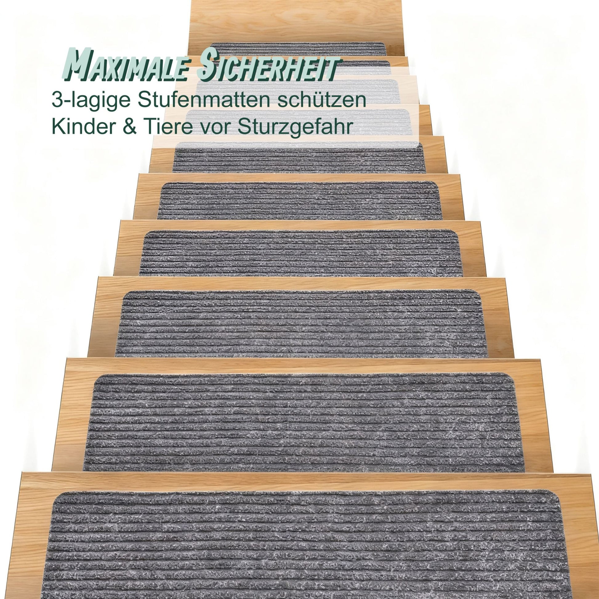 Rechteckige Stufenmatten 16er-Set 65x20 Anthrazit von Relaxdays