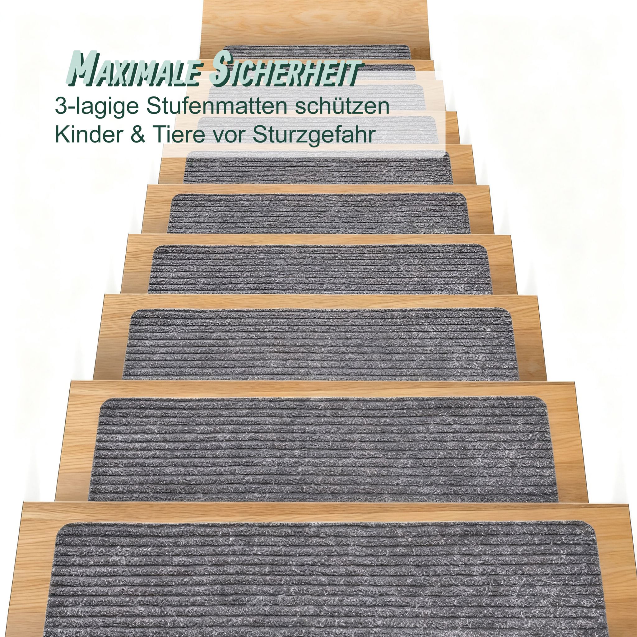 Rechteckige Stufenmatten 16er-Set 65x20 Anthrazit von Relaxdays