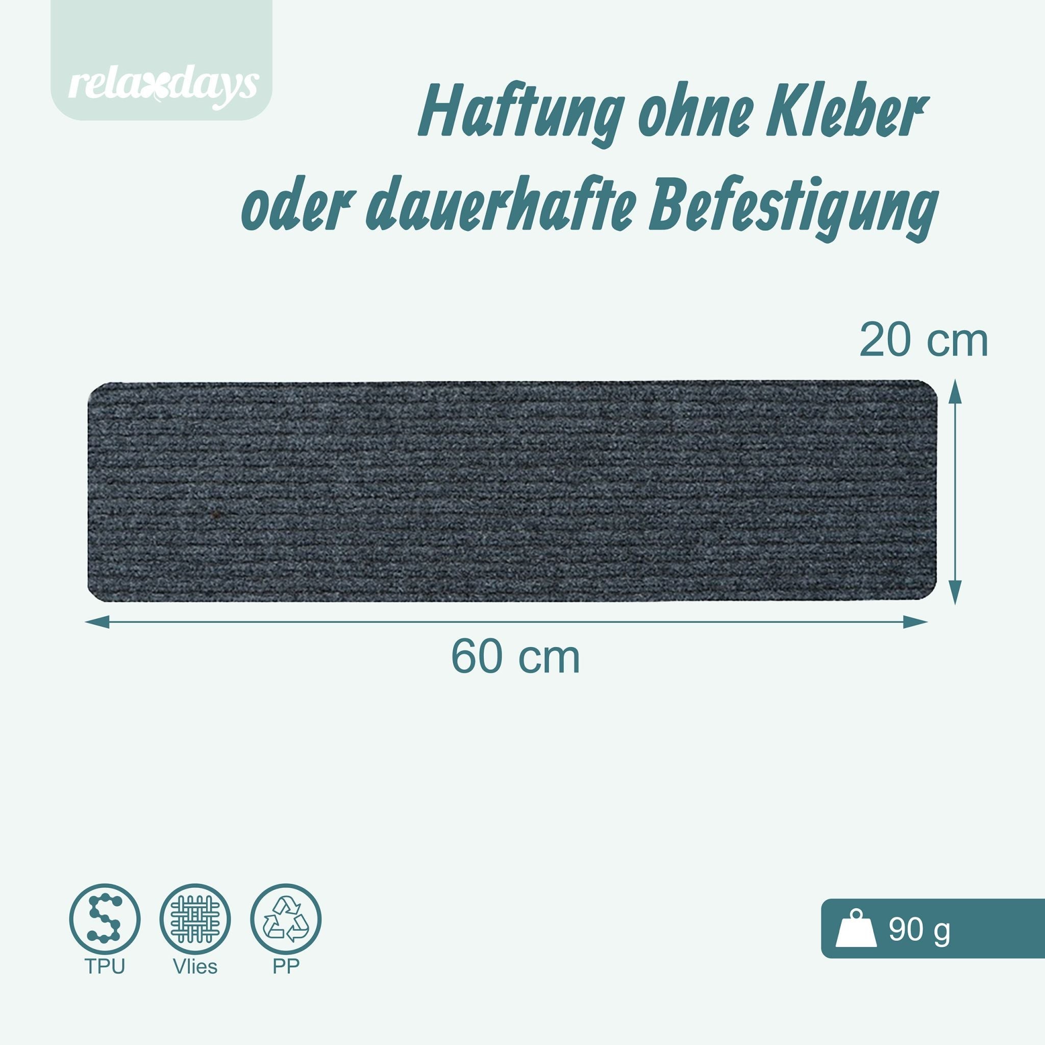Rechteckige Stufenmatten 16er-Set 65x20 Anthrazit von Relaxdays
