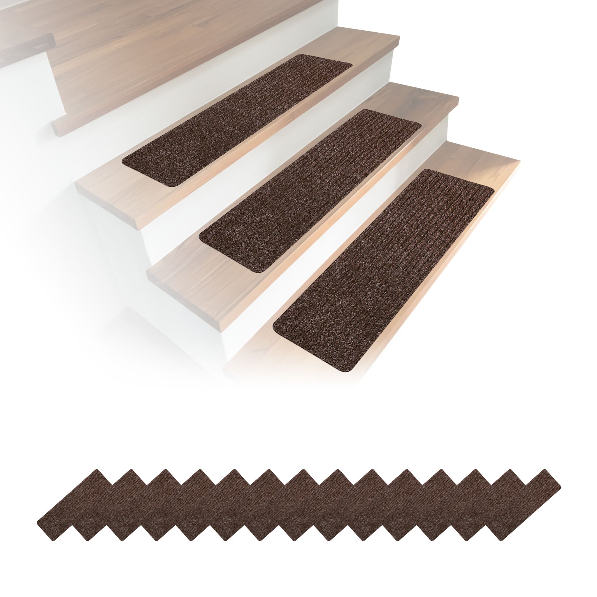 Rechteckige Stufenmatten 16er-Set 65x20 Braun von Relaxdays