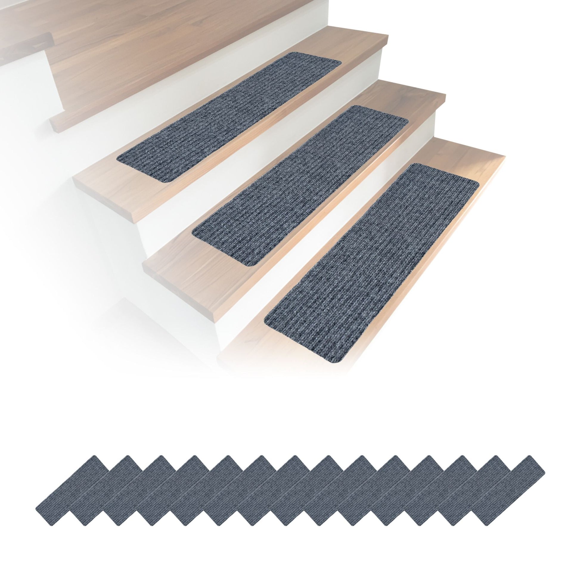 Rechteckige Stufenmatten 16er-Set 65x20 Grau von Relaxdays