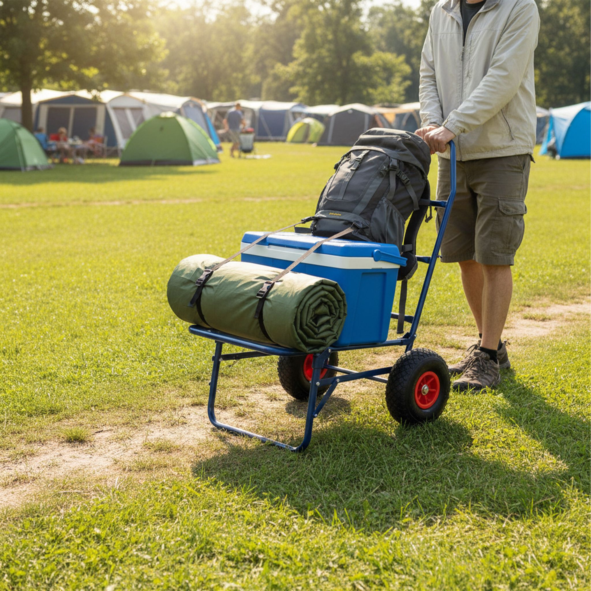 Transportwagen klappbar 80kg Blau-Rot-Schwarz von Relaxdays