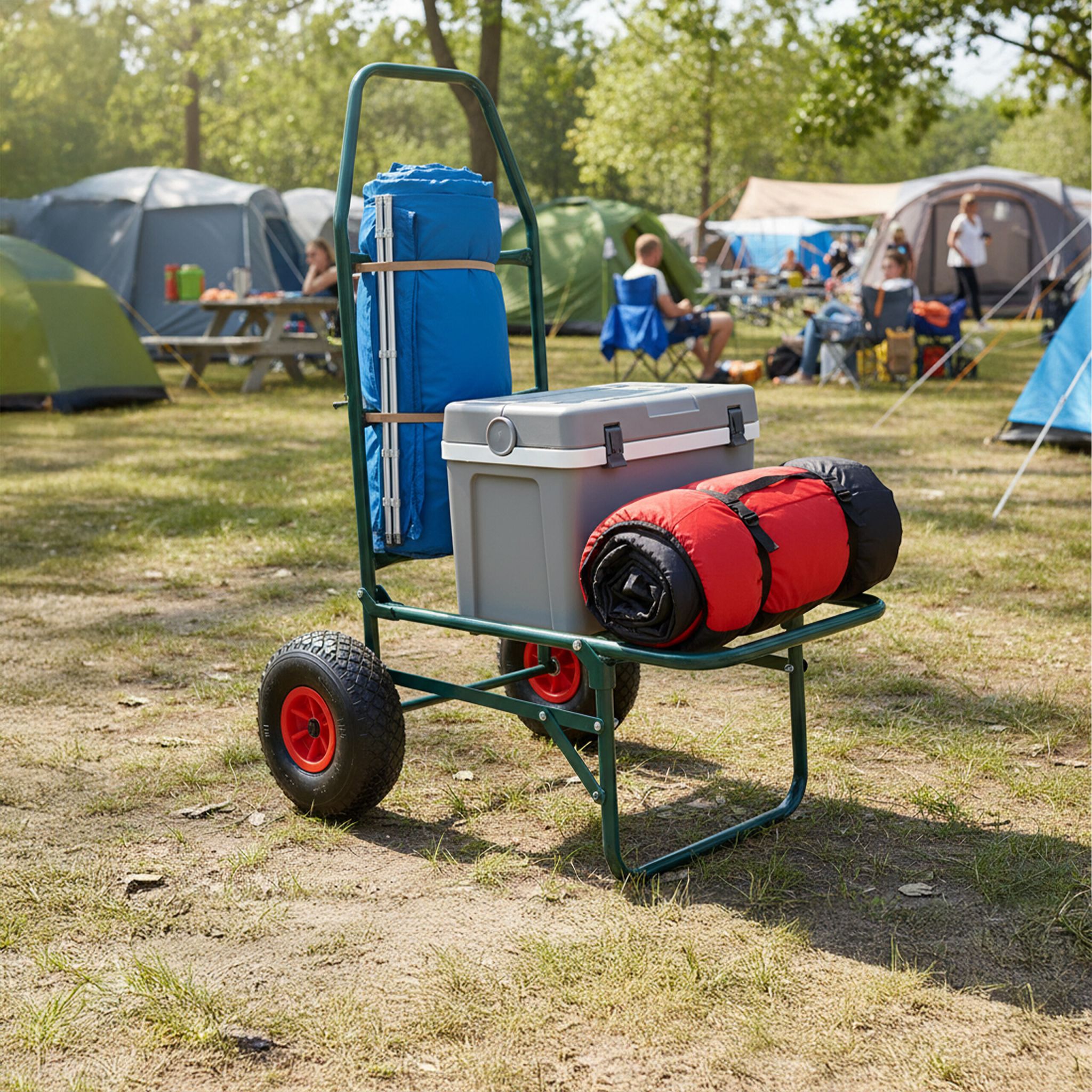 Transportwagen klappbar 80kg Dunkelgrün-Rot von Relaxdays