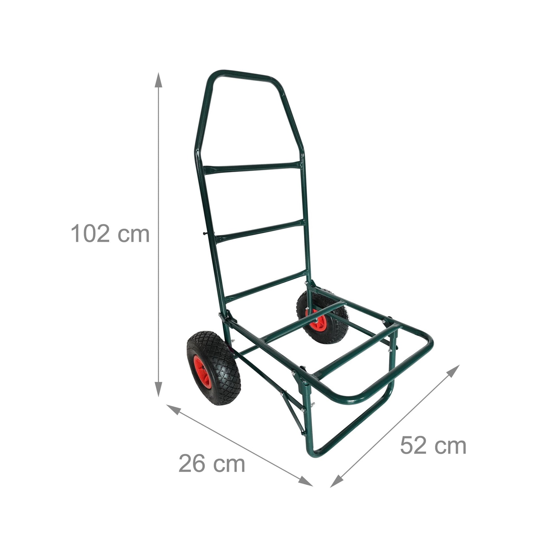 Transportwagen klappbar 80kg Dunkelgrün-Rot von Relaxdays