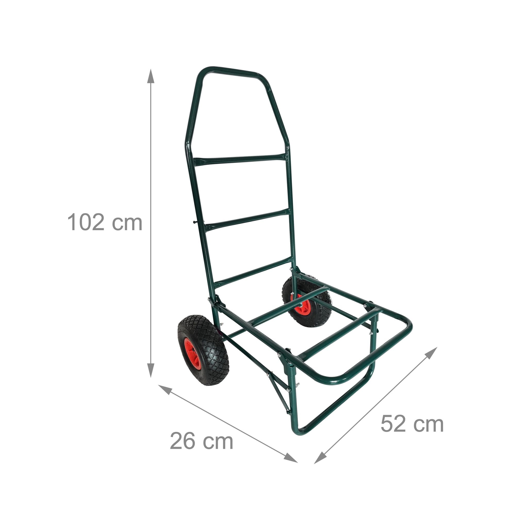 Transportwagen klappbar 80kg Dunkelgrün-Rot von Relaxdays