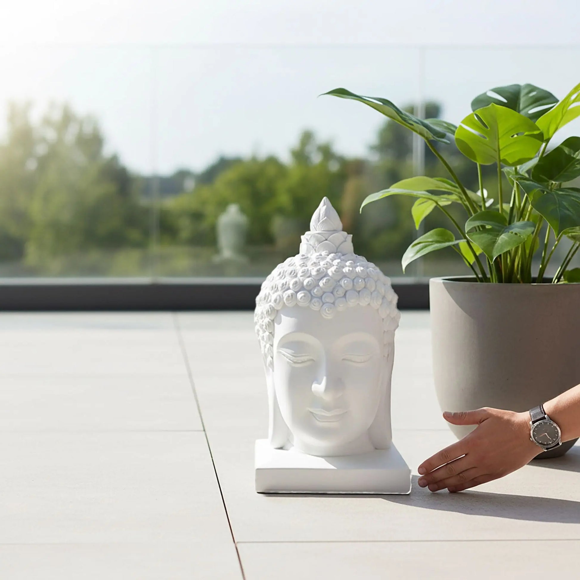Buddha-Kopf 60cm Weiss von Relaxdays
