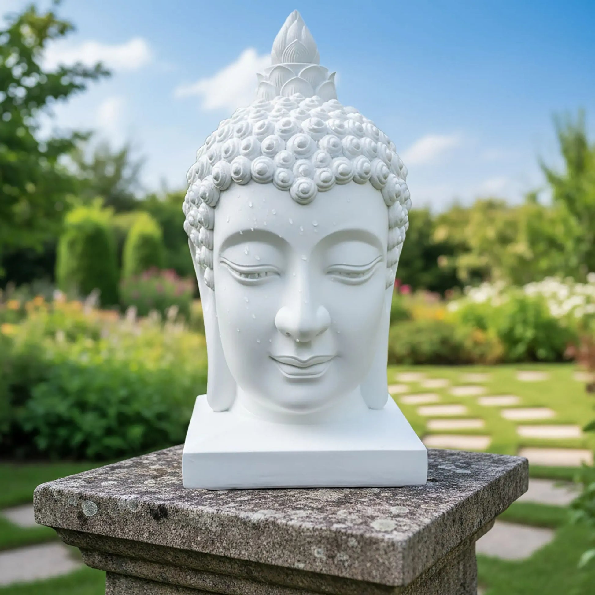 Buddha-Kopf 60cm Weiss von Relaxdays