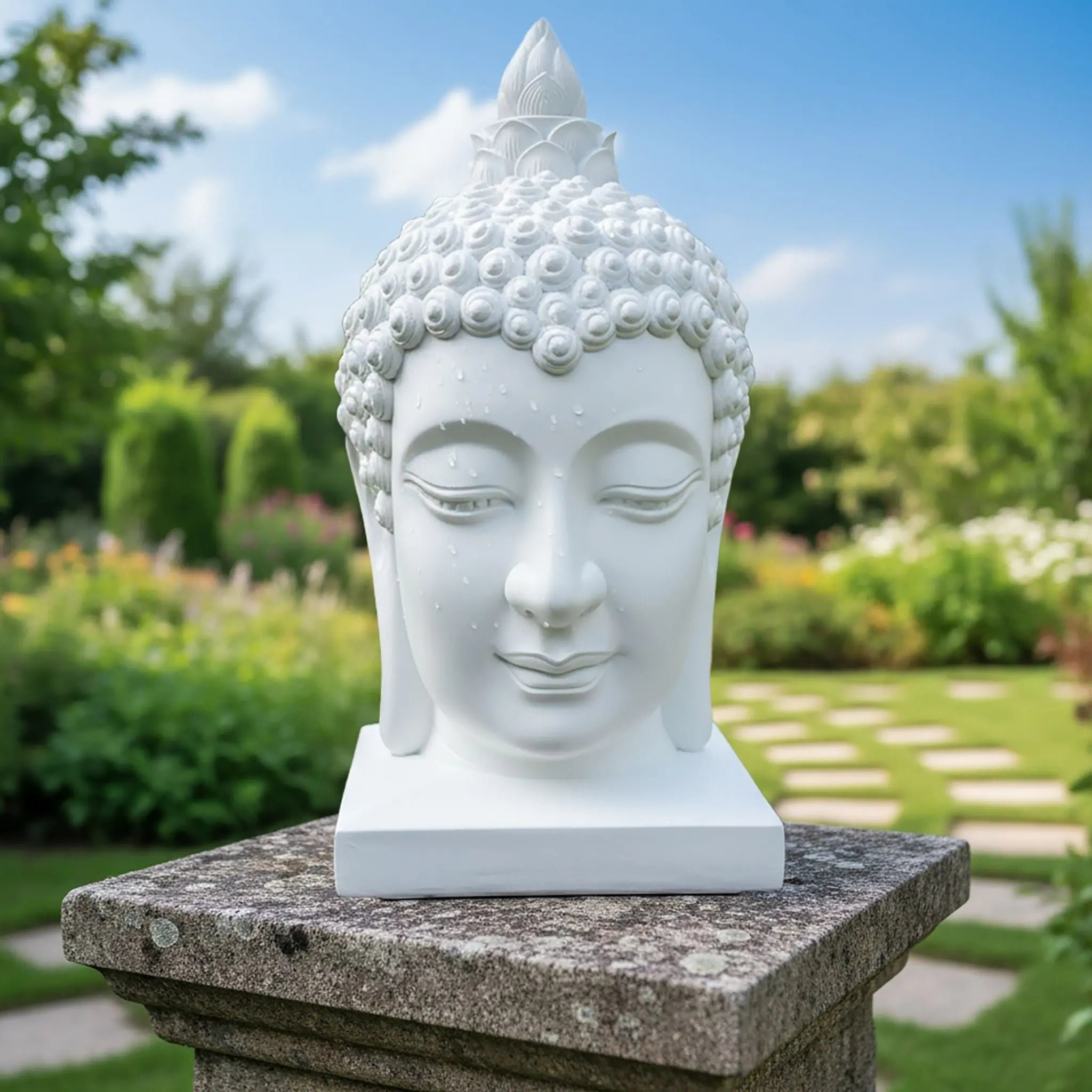 Buddha-Kopf 60cm Weiss von Relaxdays