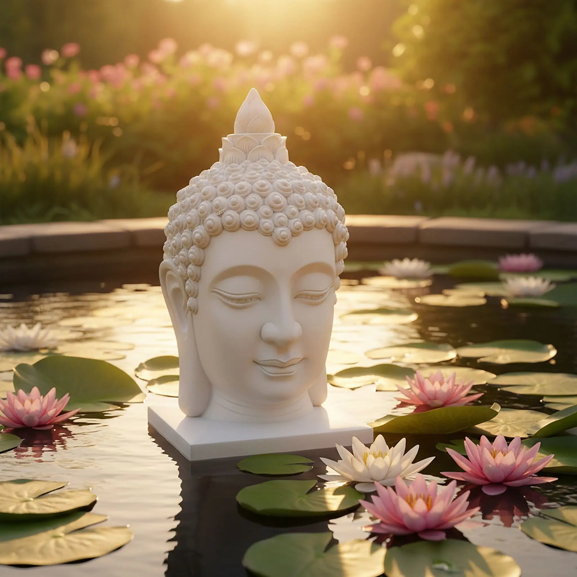 Buddha-Kopf 60cm Weiss von Relaxdays