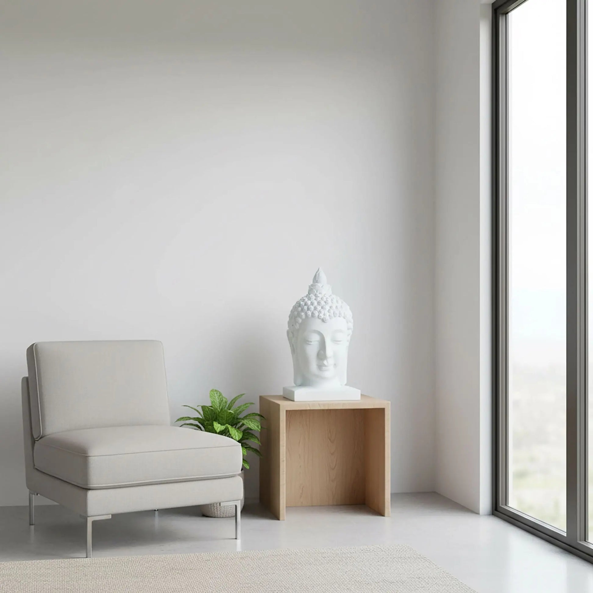 Buddha-Kopf 60cm Weiss von Relaxdays