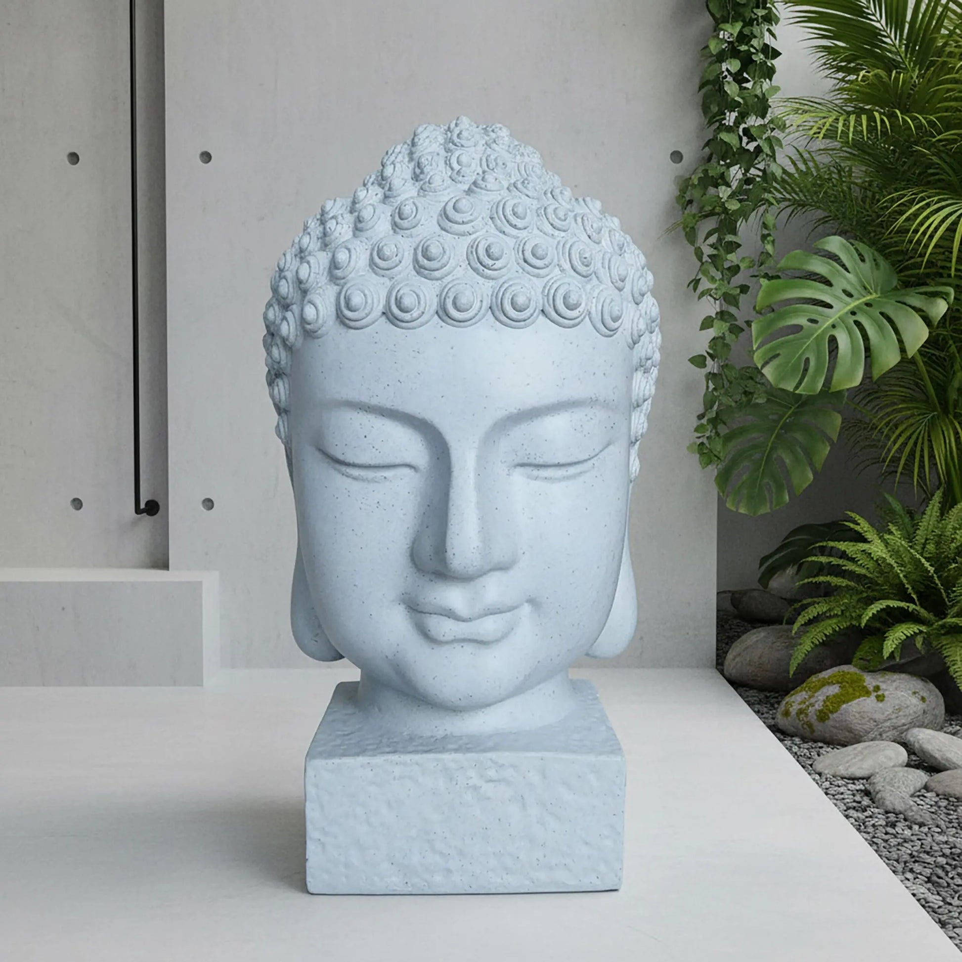 Buddha-Kopf 70cm Weiss von Relaxdays