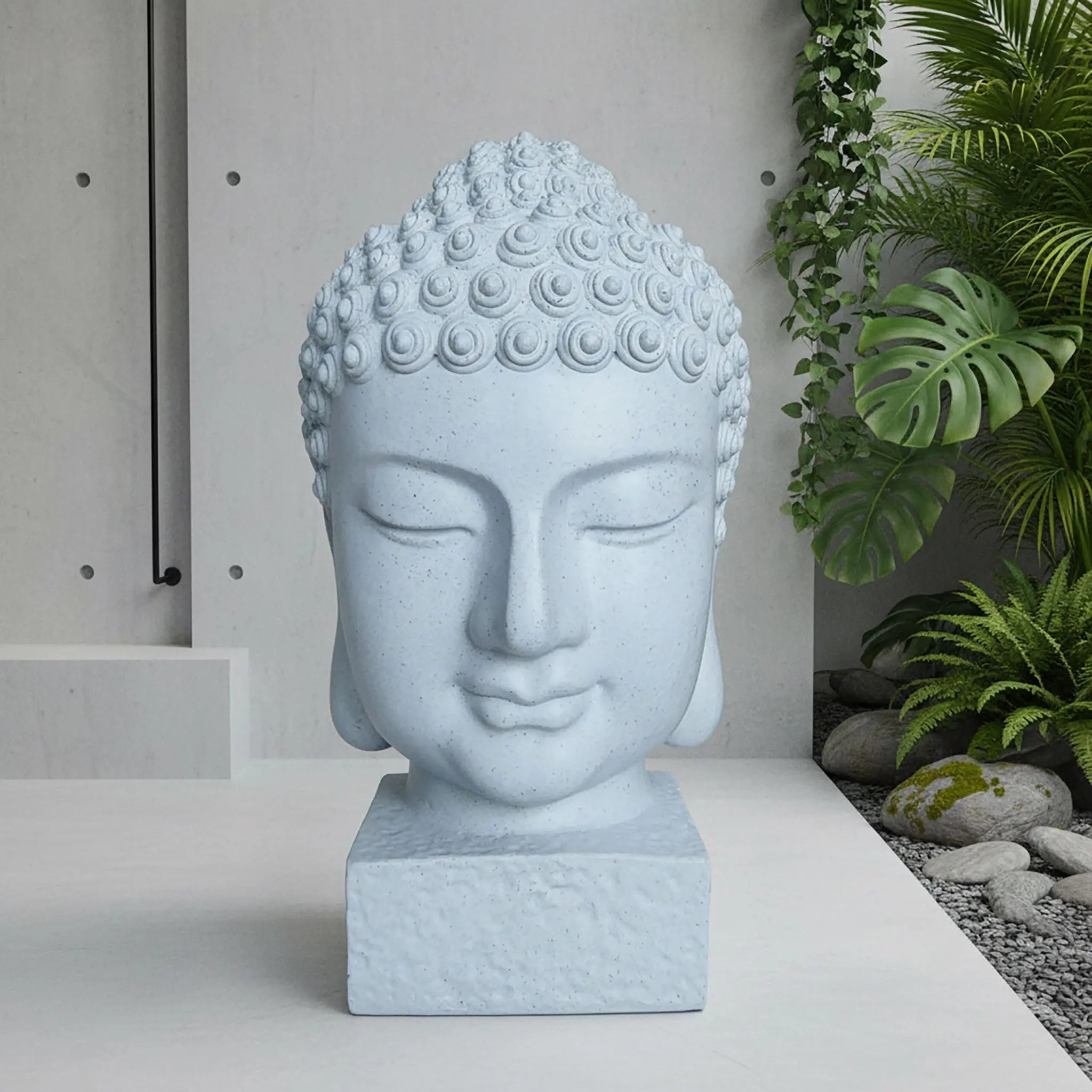 Buddha-Kopf 70cm Weiss von Relaxdays
