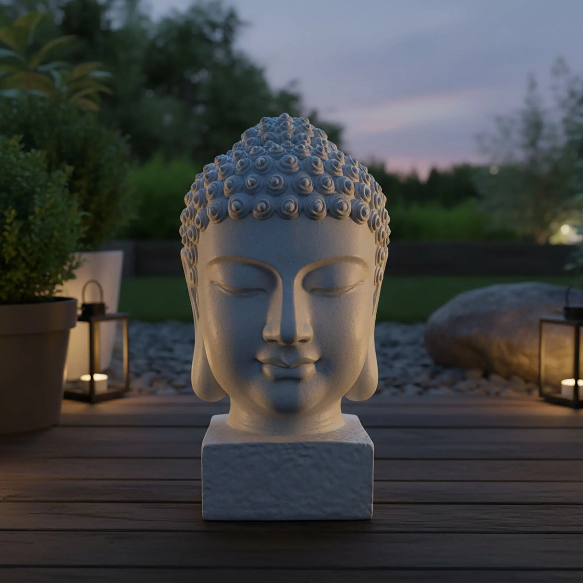 Buddha-Kopf 70cm Weiss von Relaxdays