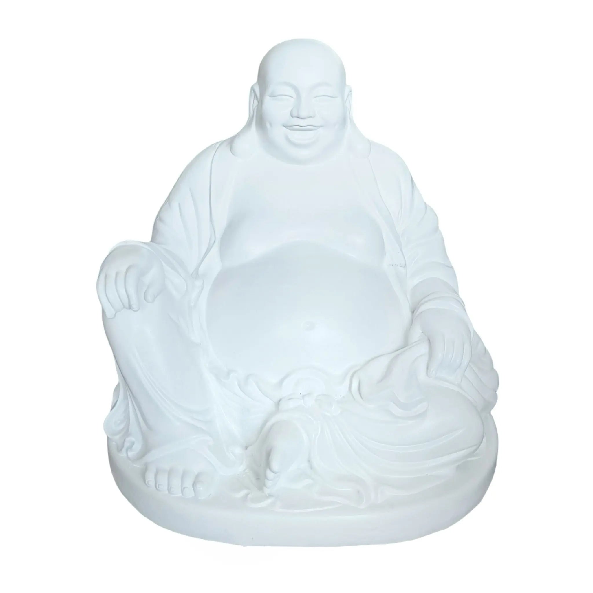 Buddha Figur lachend 45cm Weiss von Relaxdays