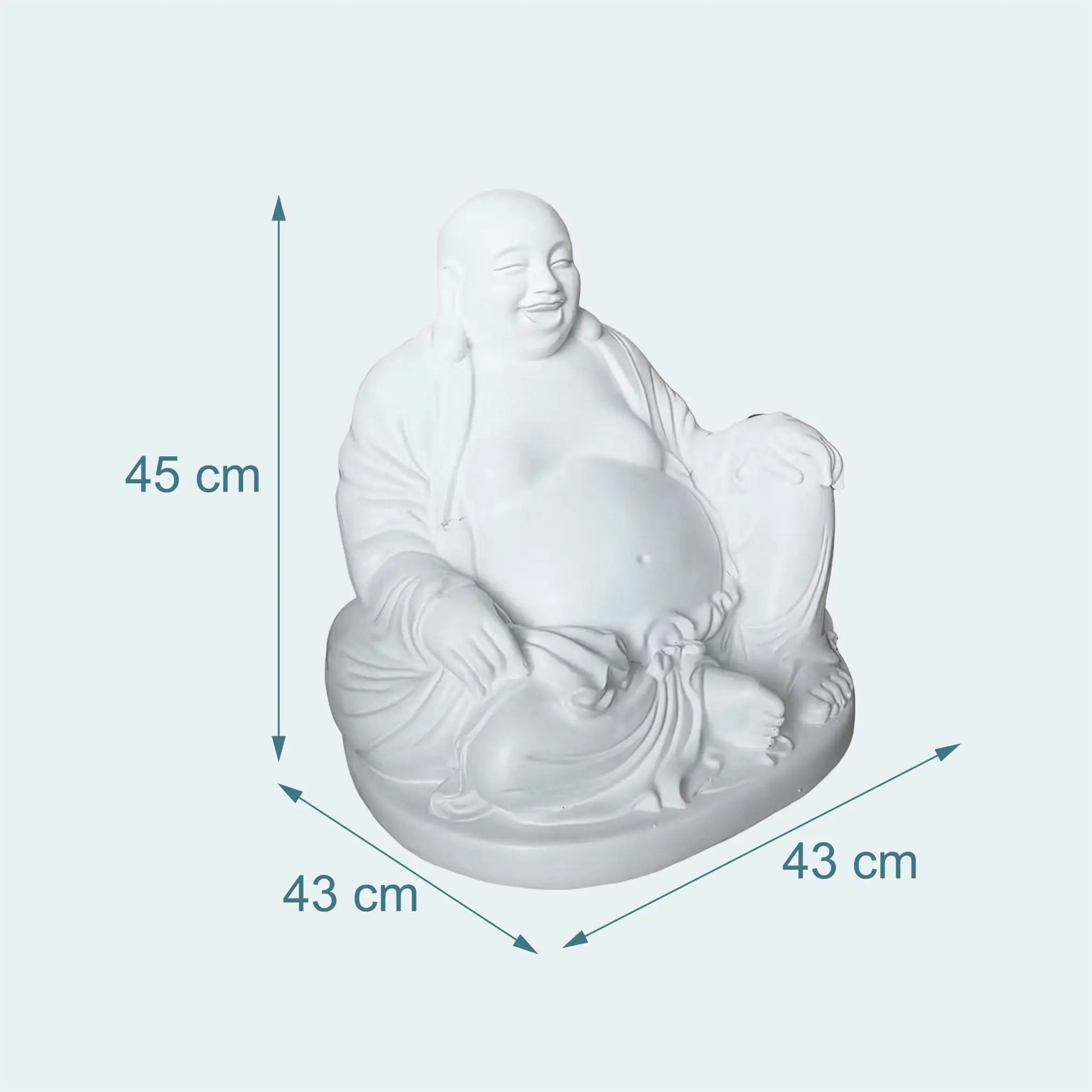 Buddha Figur lachend 45cm Weiss von Relaxdays