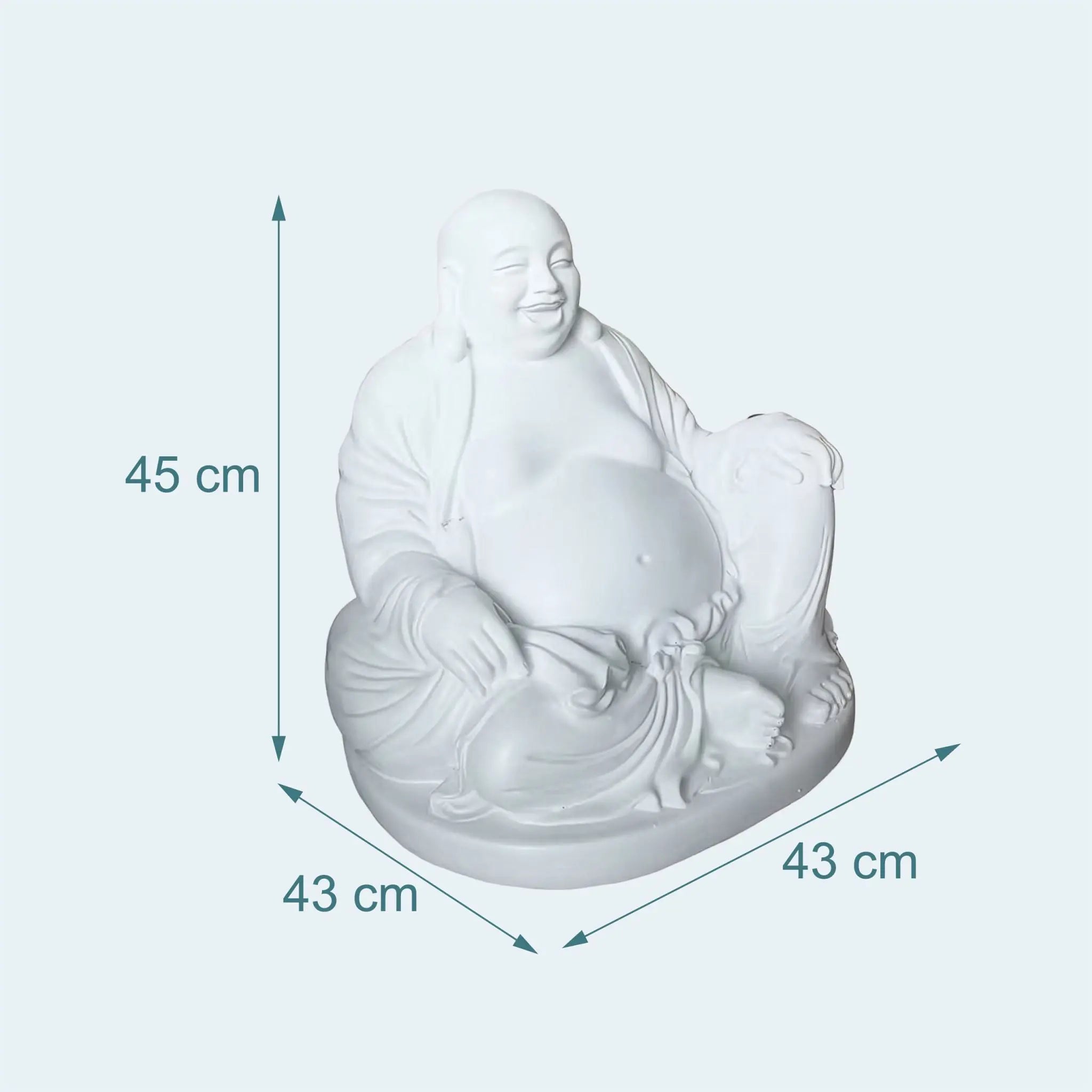 Buddha Figur lachend 45cm Weiss von Relaxdays