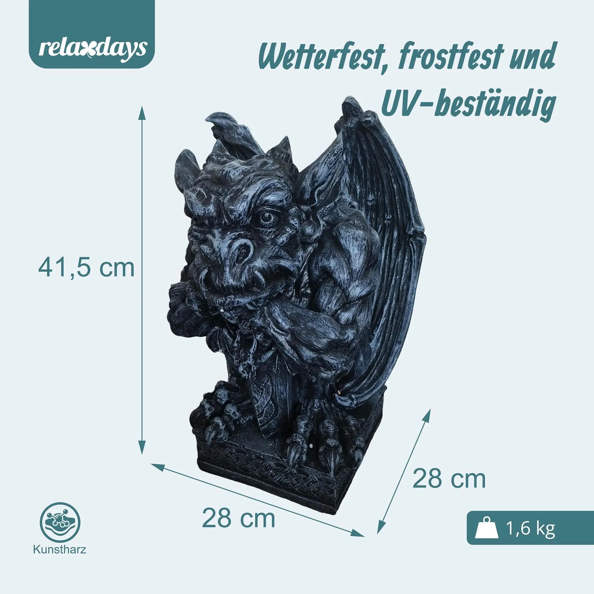 Gargoyle Figur für den Garten Grau von Relaxdays