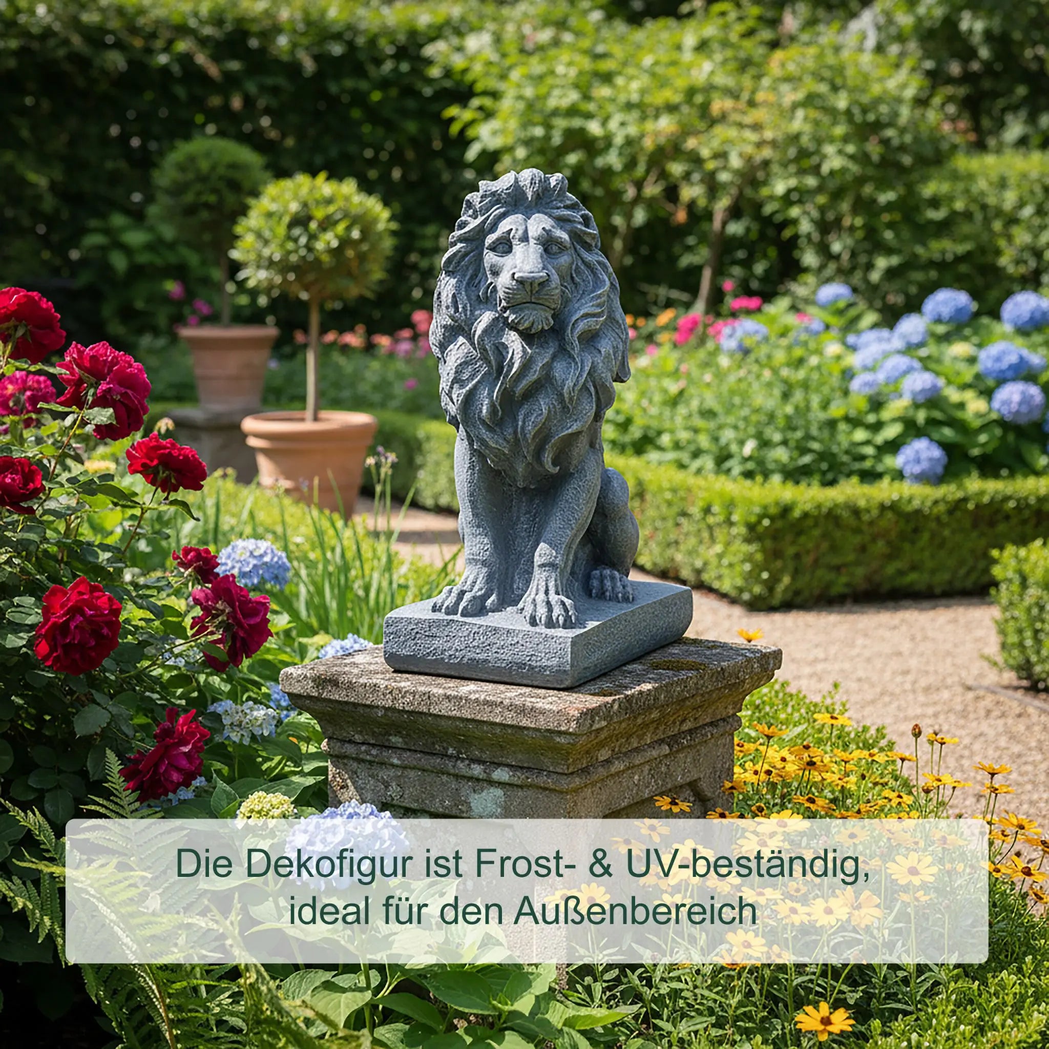 Löwen Figur für den Garten Grau von Relaxdays