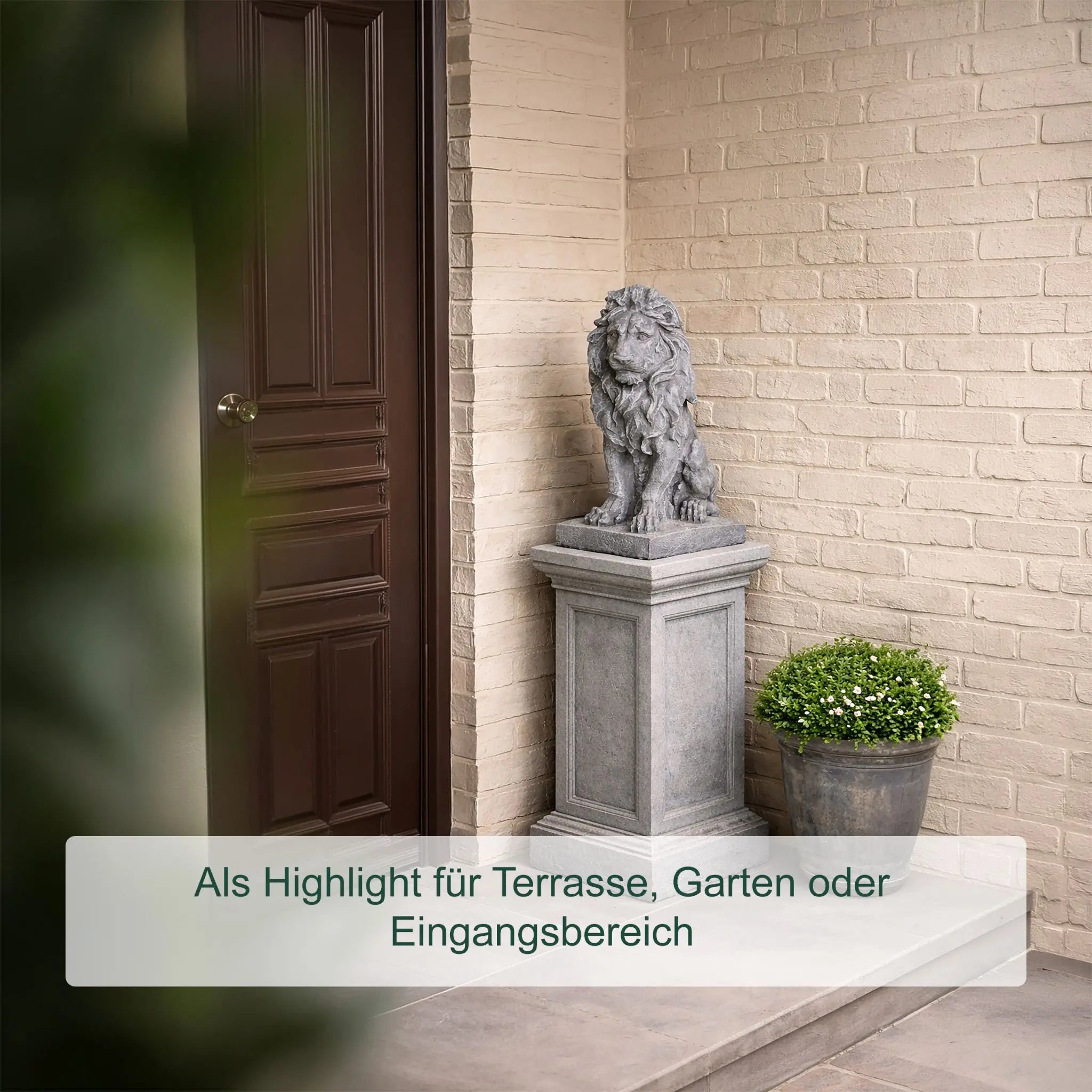 Löwen Figur für den Garten Grau von Relaxdays