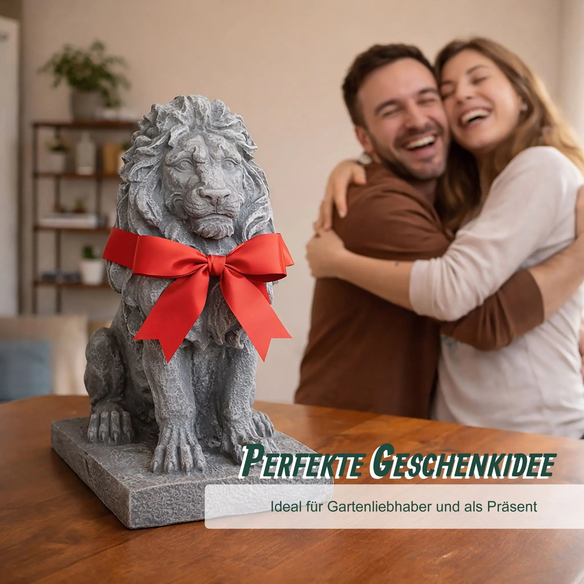 Löwen Figur für den Garten Grau von Relaxdays