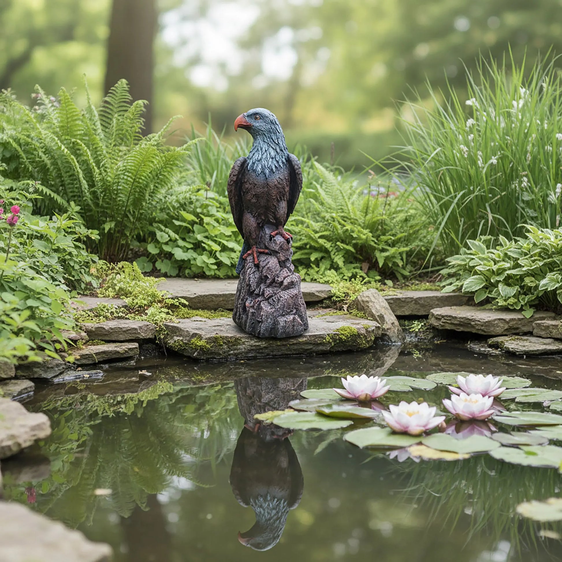 Adler Figur für den Garten Braun-Rot-Grau von Relaxdays