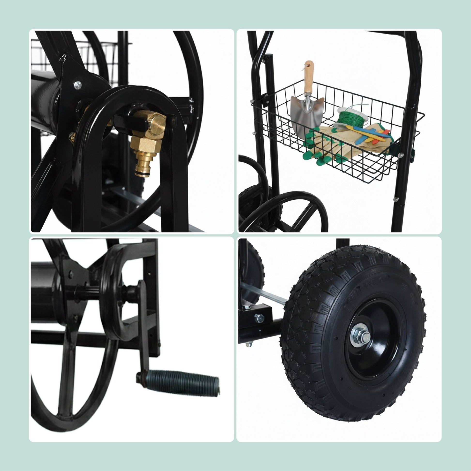 Schlauchwagen für 60 m Schwarz von Relaxdays