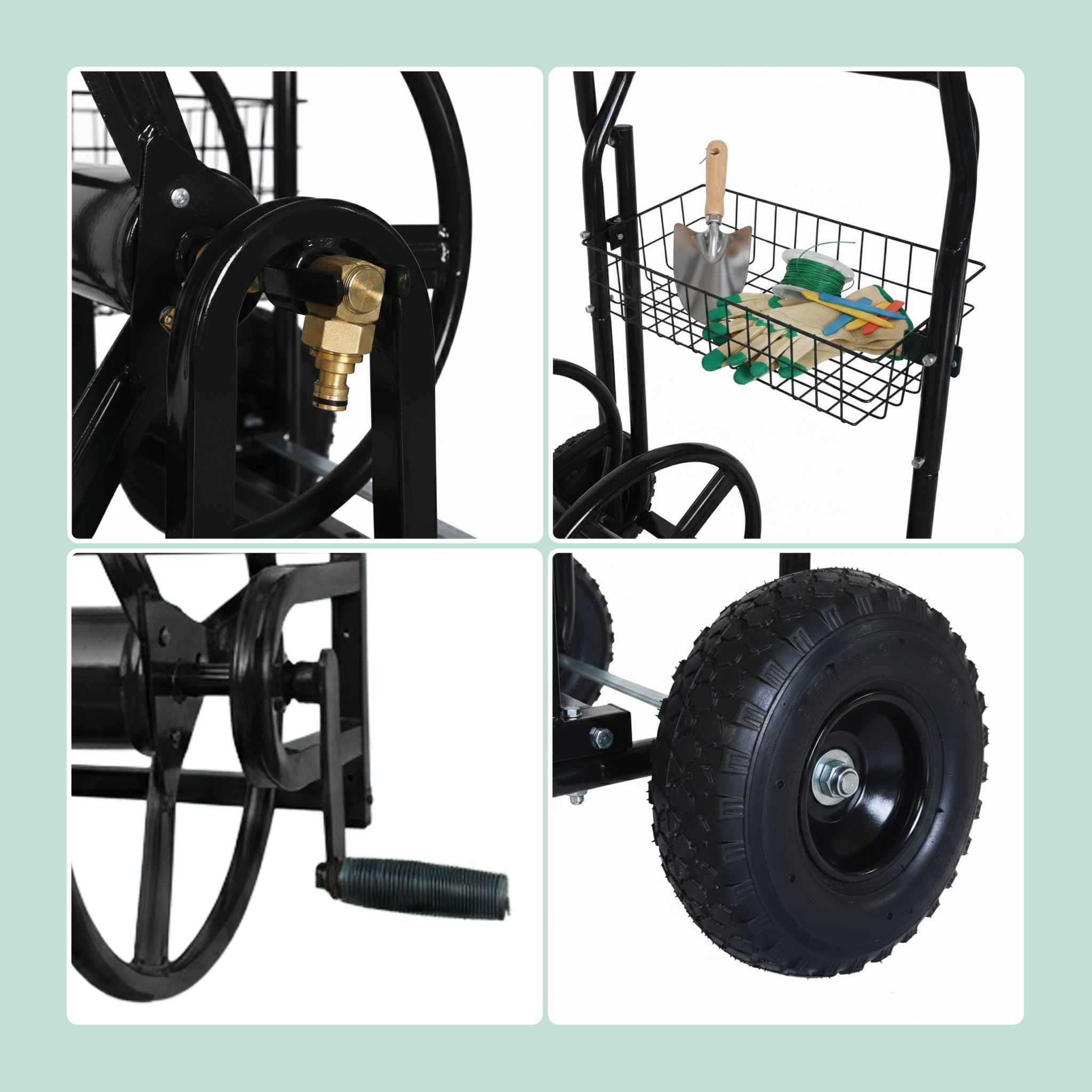 Schlauchwagen für 60 m Schwarz von Relaxdays