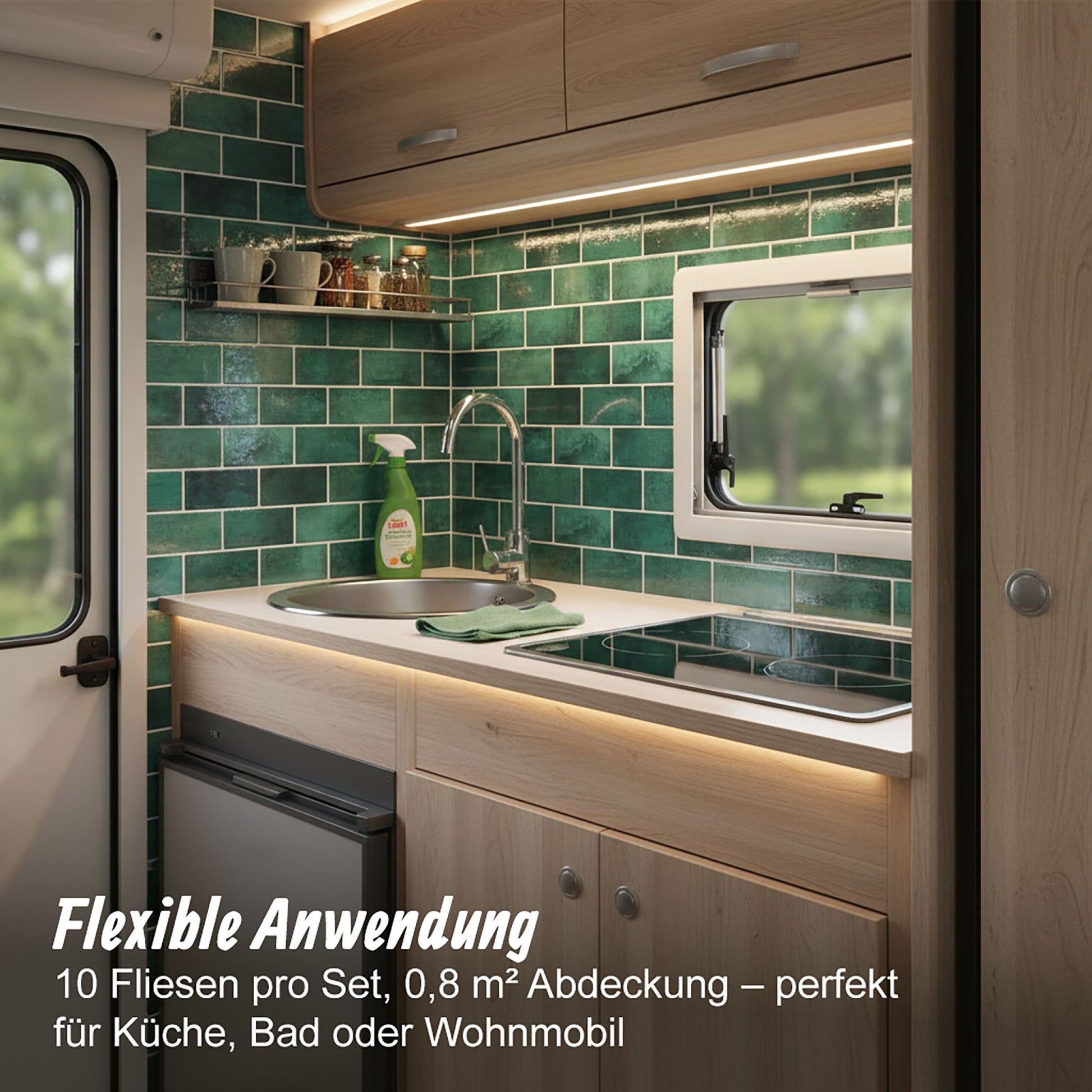 Klebefliesen 30x30 versetzt Weiss-Dunkelgrün von Relaxdays