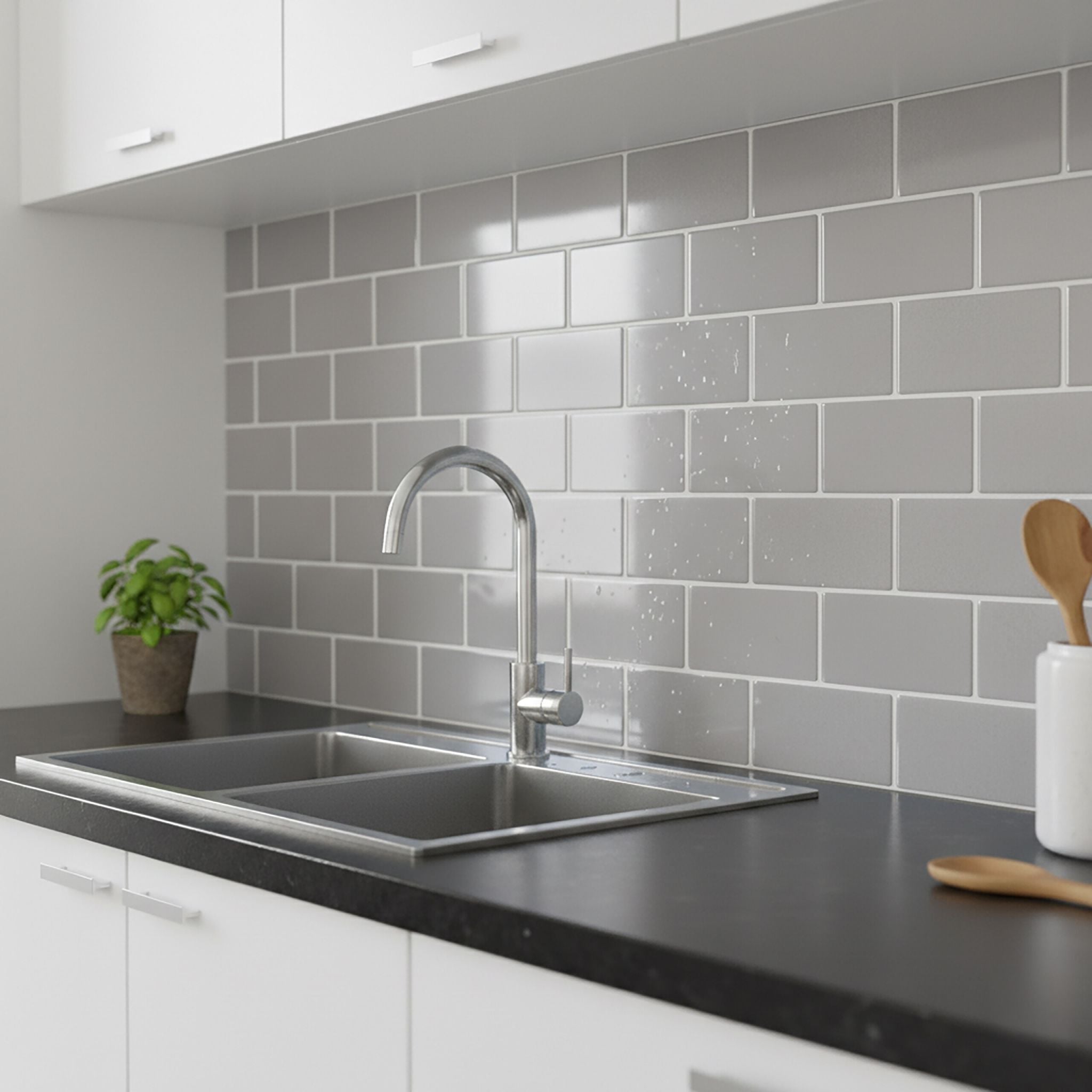 Klebefliesen 30x30 versetzt Weiss-Grau von Relaxdays