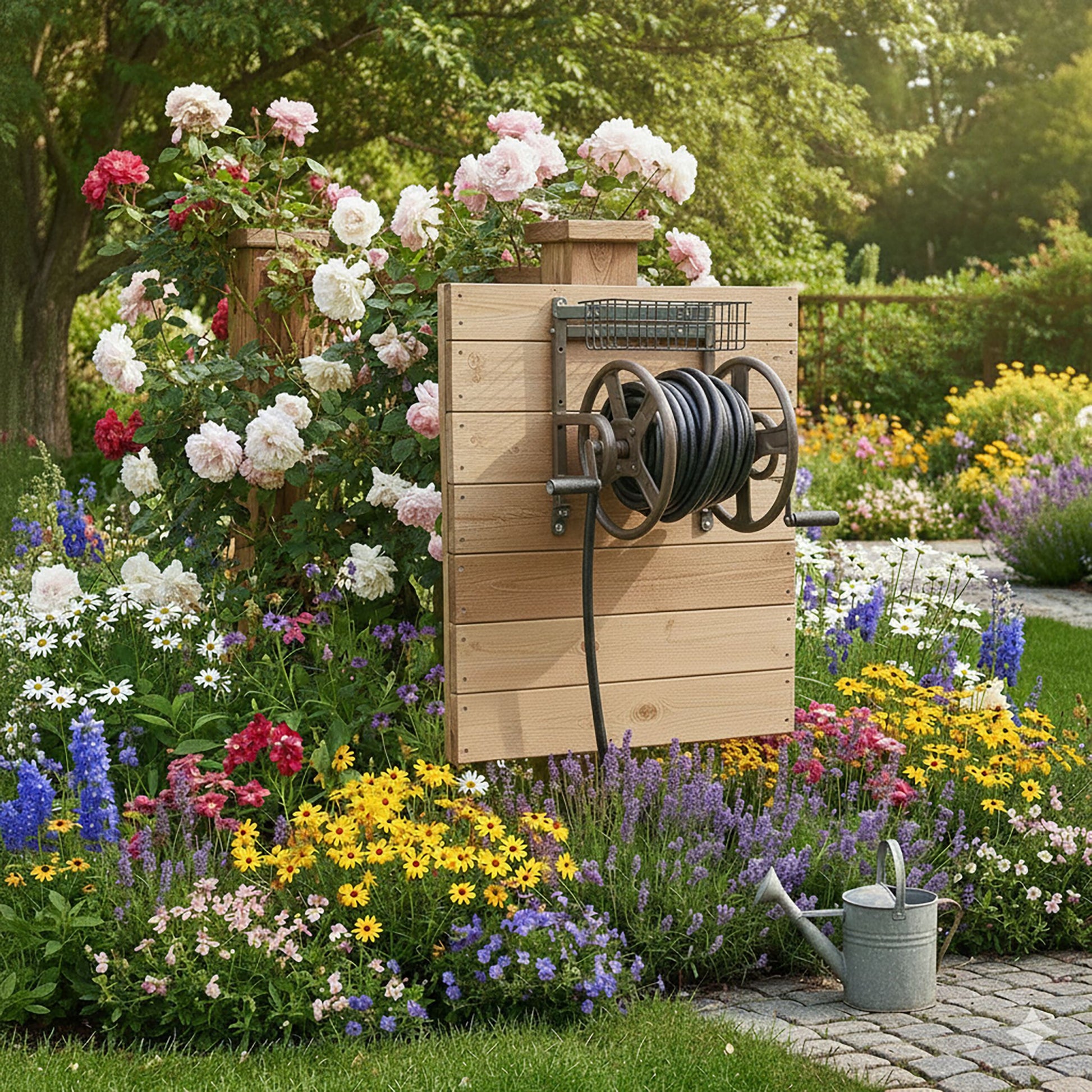 Schlauchtrommel Edelstahl Braun von Relaxdays