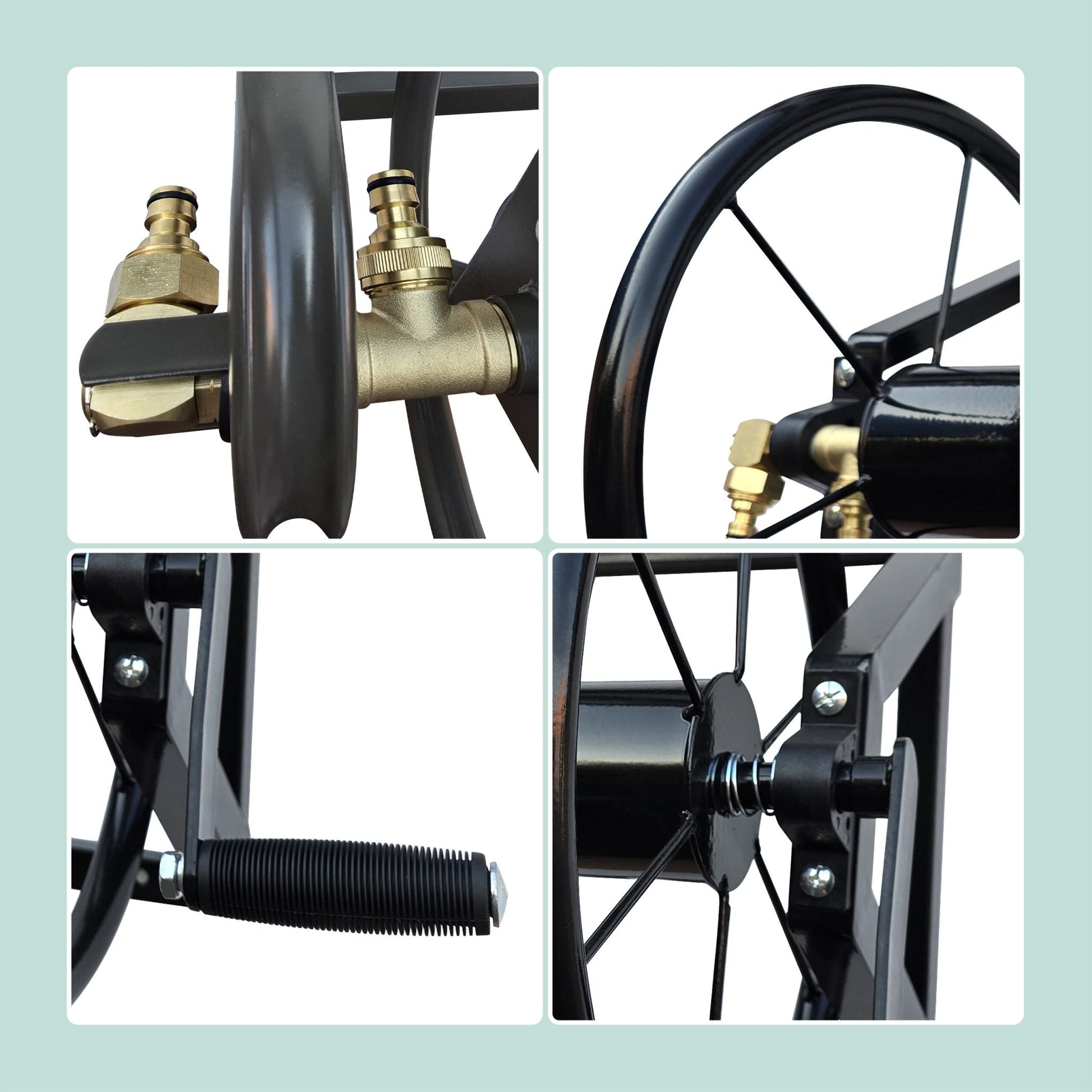 Schlauchtrommel Edelstahl Schwarz von Relaxdays