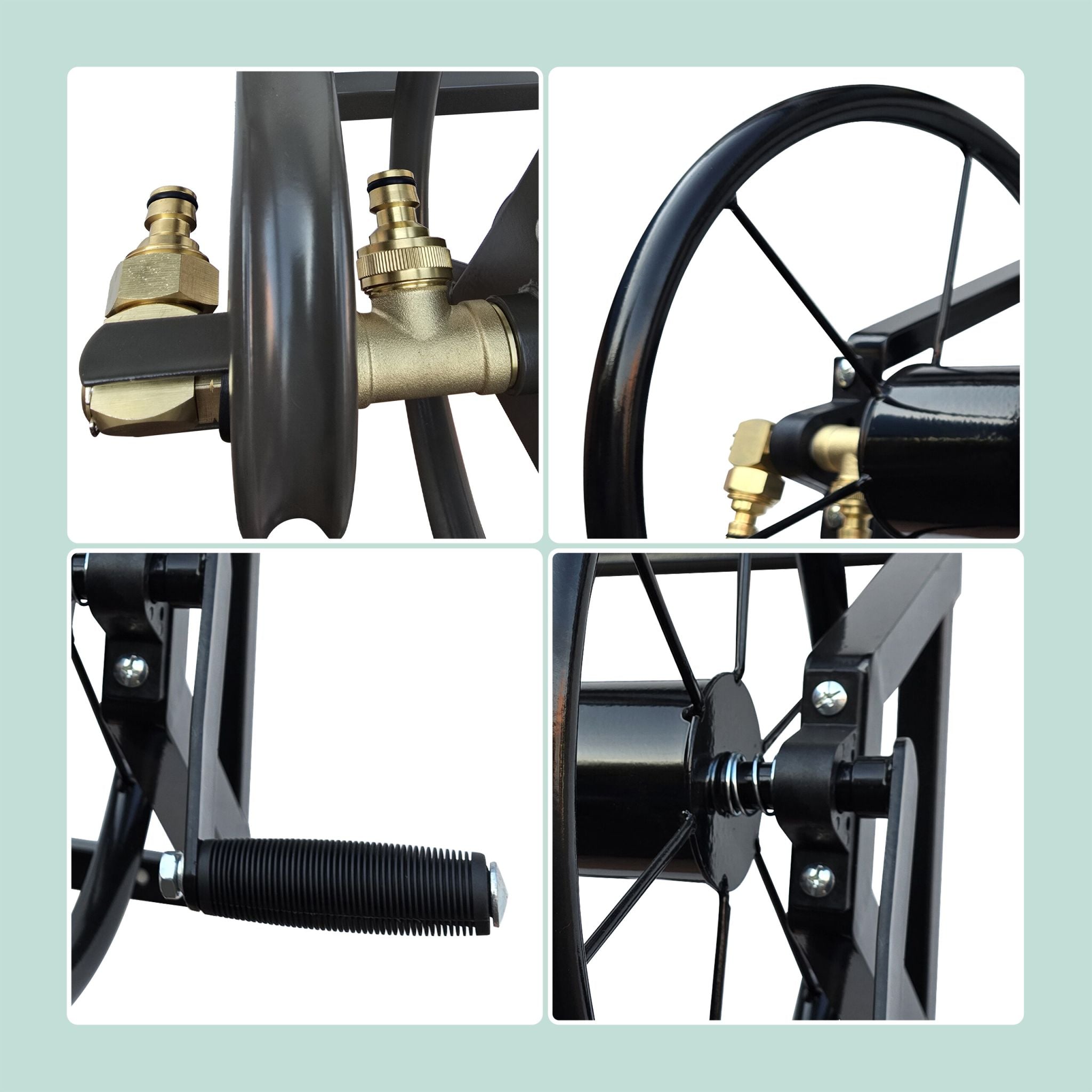 Schlauchtrommel Edelstahl Schwarz von Relaxdays