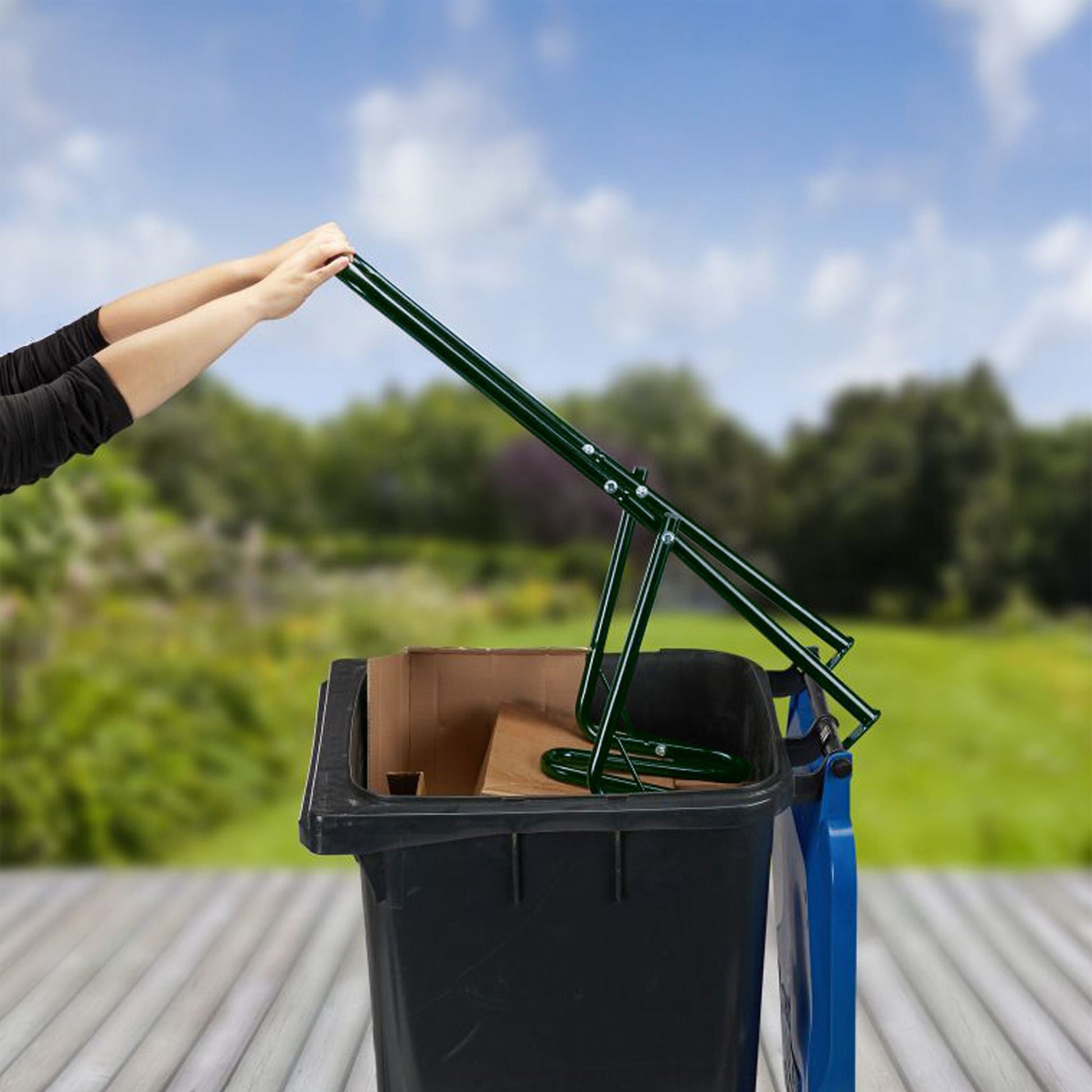 Höhenverstellbare Müllpresse Grün von Relaxdays