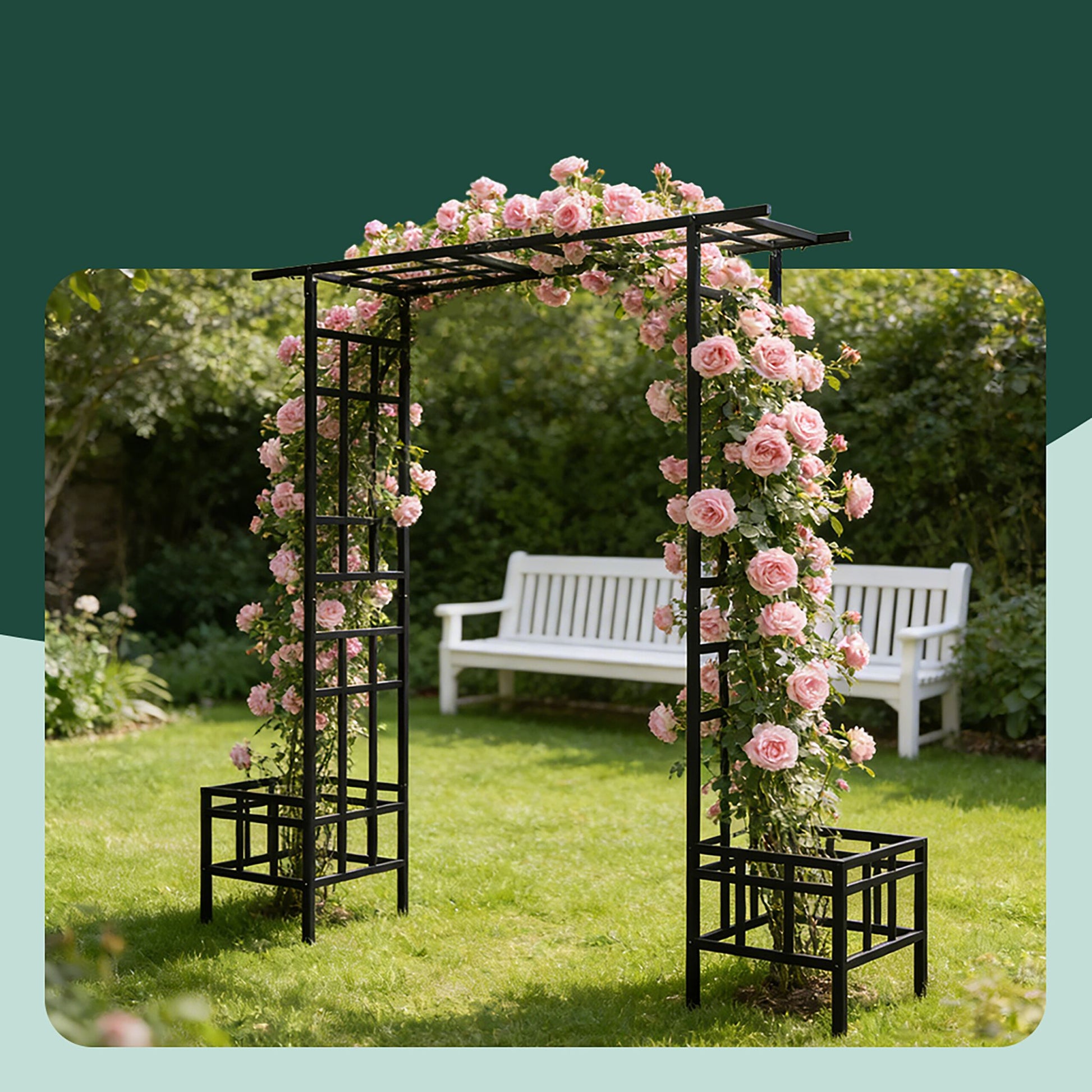 Rosenbogen mit Pflanzkästen Schwarz von Relaxdays