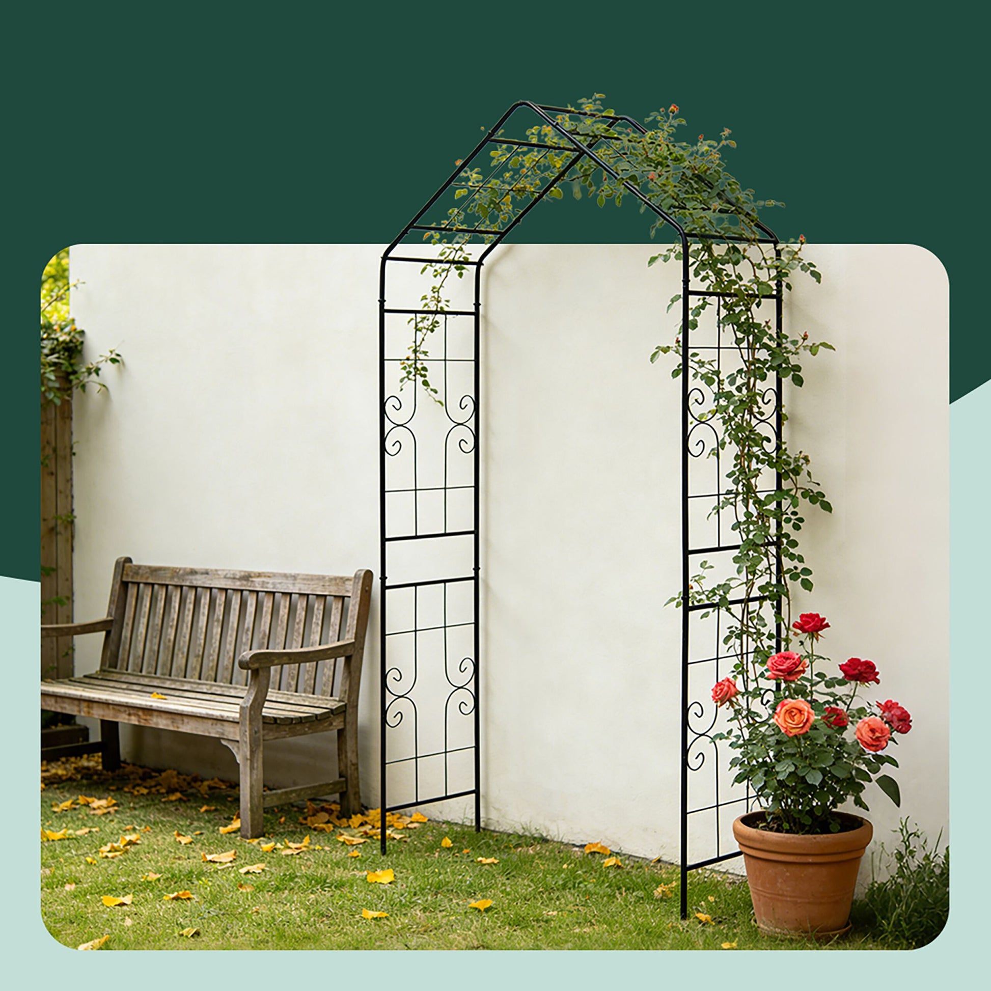 Rosenbogen mit Spitzdach Schwarz von Relaxdays