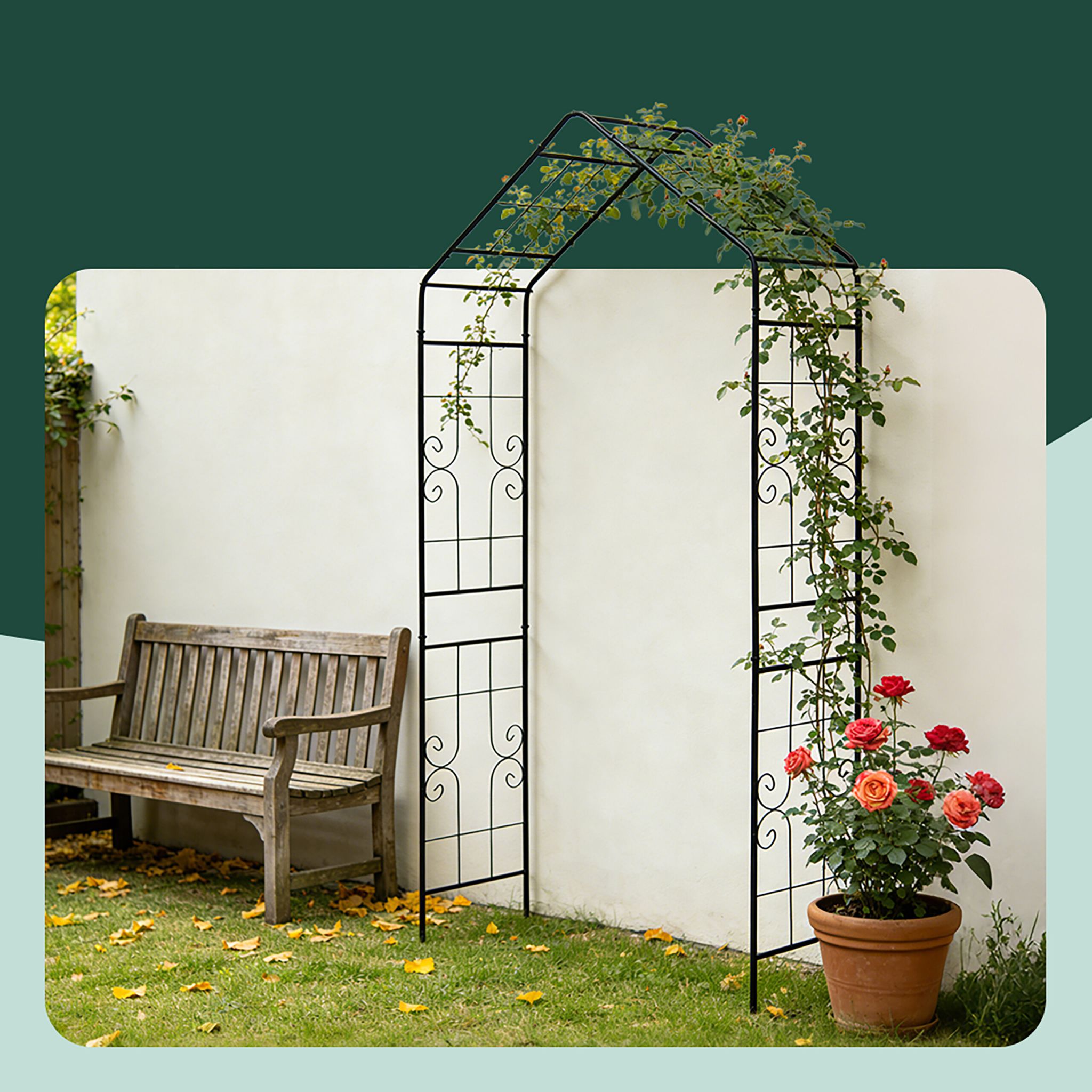 Rosenbogen mit Spitzdach Schwarz von Relaxdays