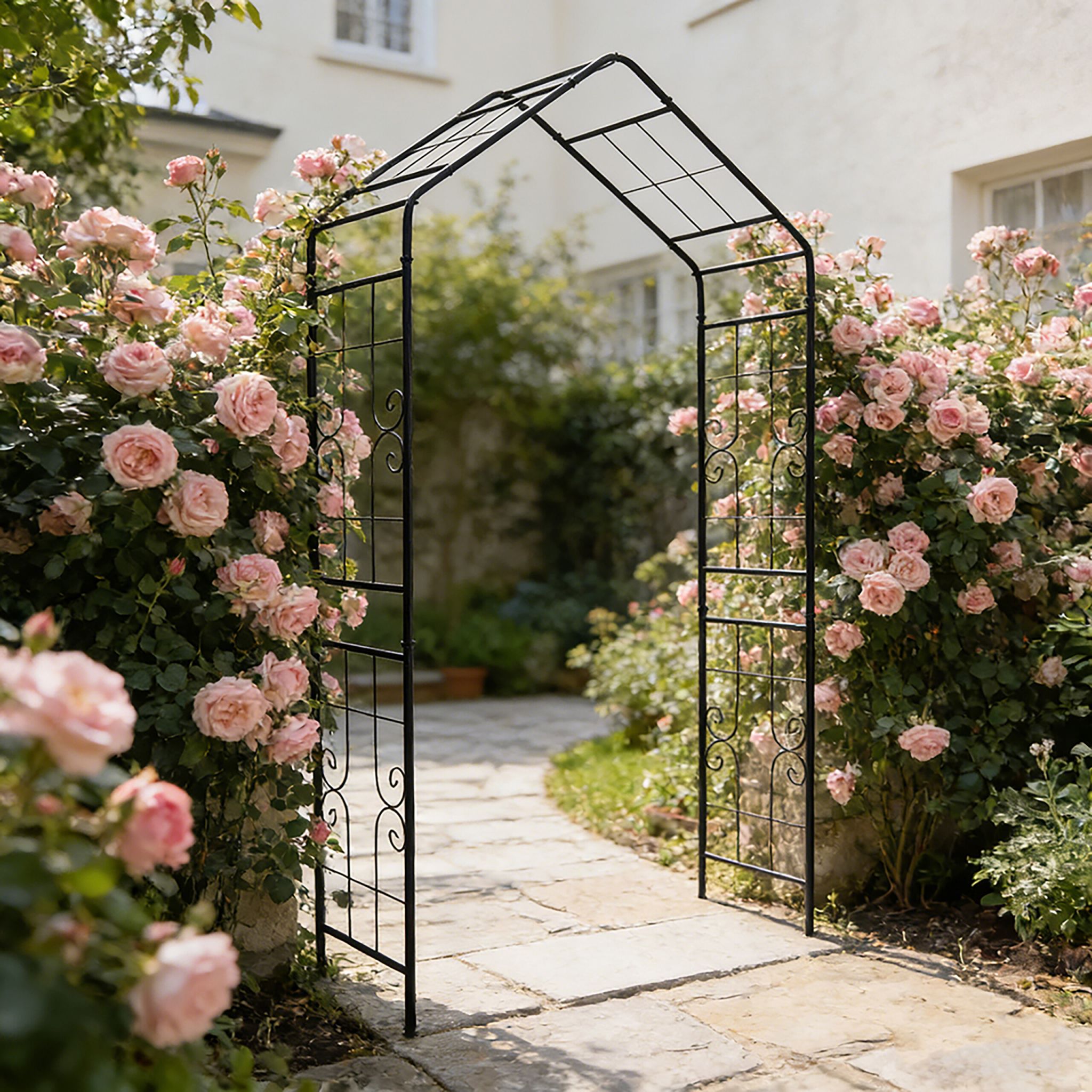 Rosenbogen mit Spitzdach Schwarz von Relaxdays