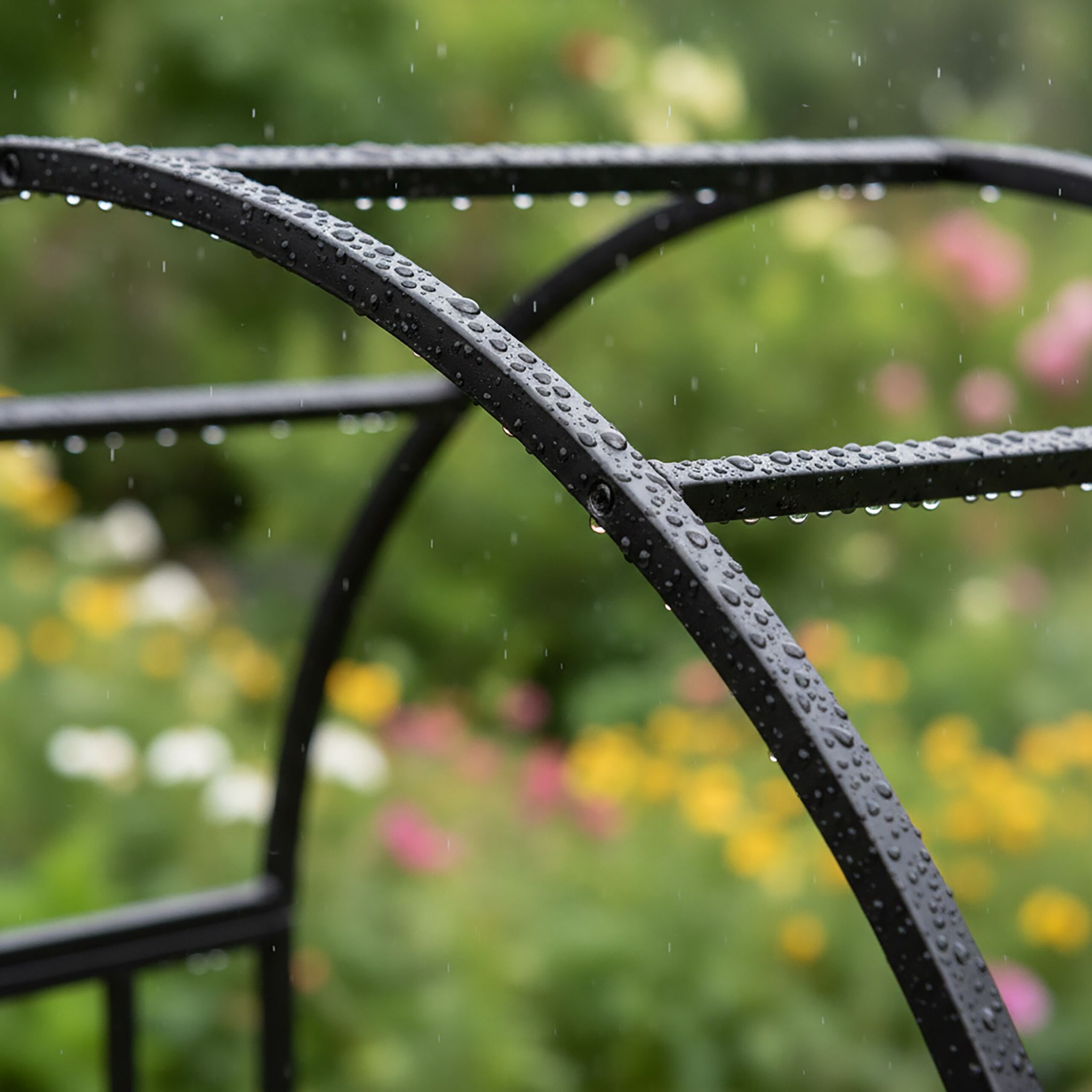 Rosenbogen Metall mit Pflanzkästen Schwarz von Relaxdays