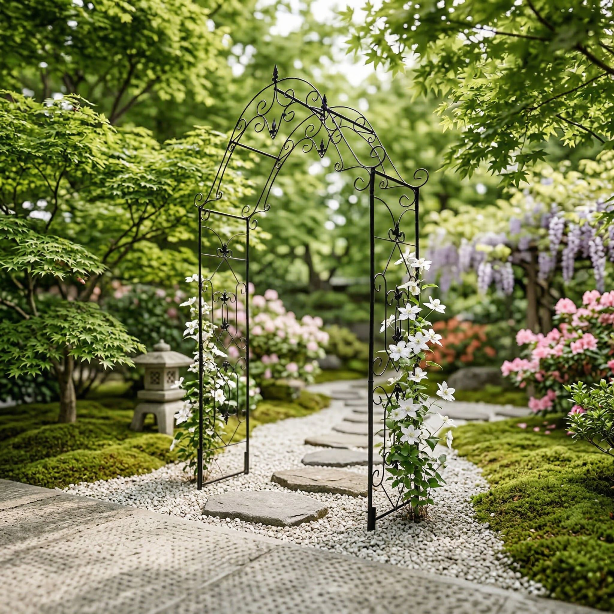Rosenbogen mit Lilien-Spitze Schwarz von Relaxdays